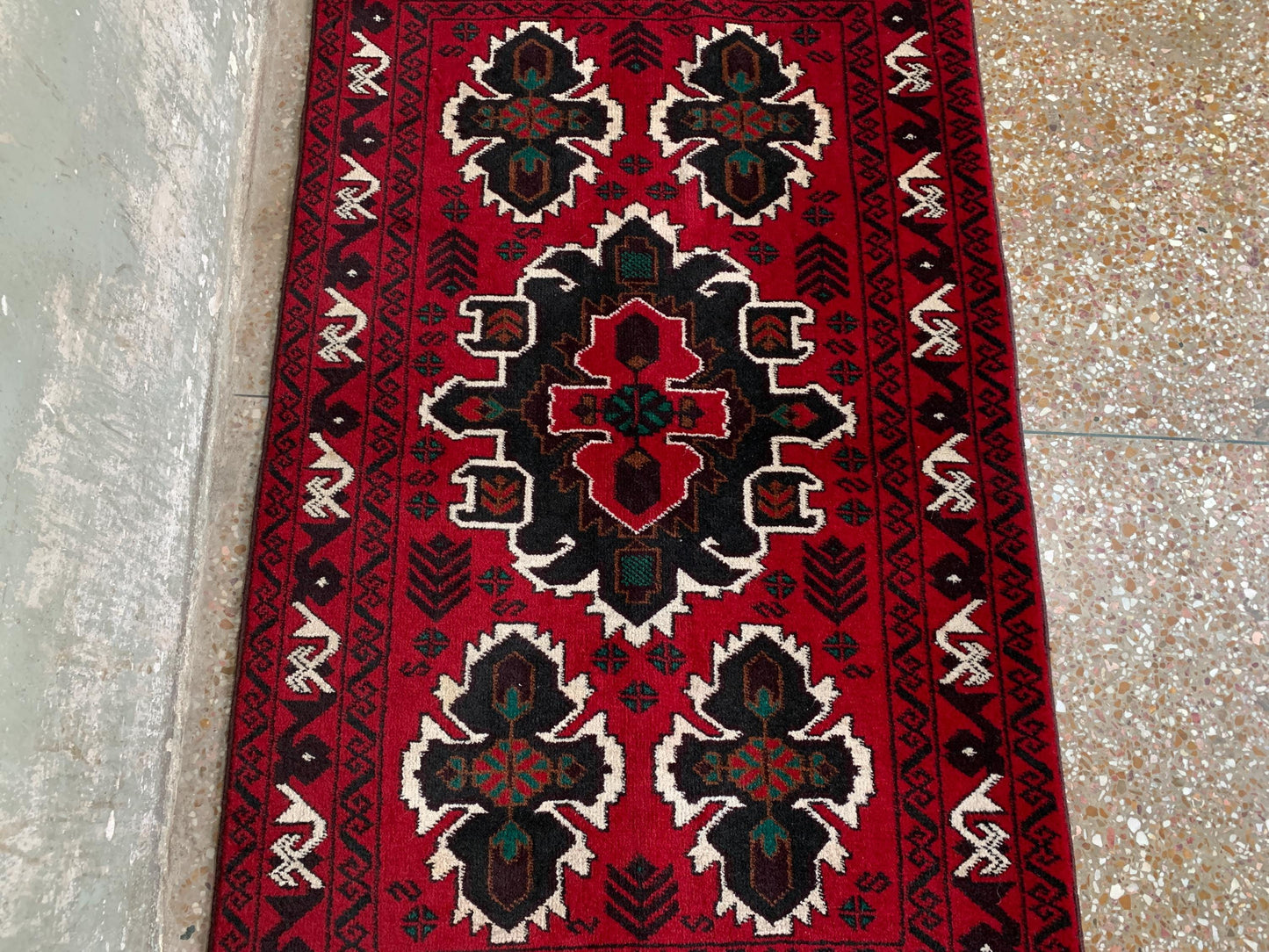 3x5 Ft Vintage Rug, Afghan Handmade Wool Rug, Geometric Area Rug, Oriental Turkmen Rug, Antique Tribal Rug, Rugs for Bedroom Hallway Rug etc
