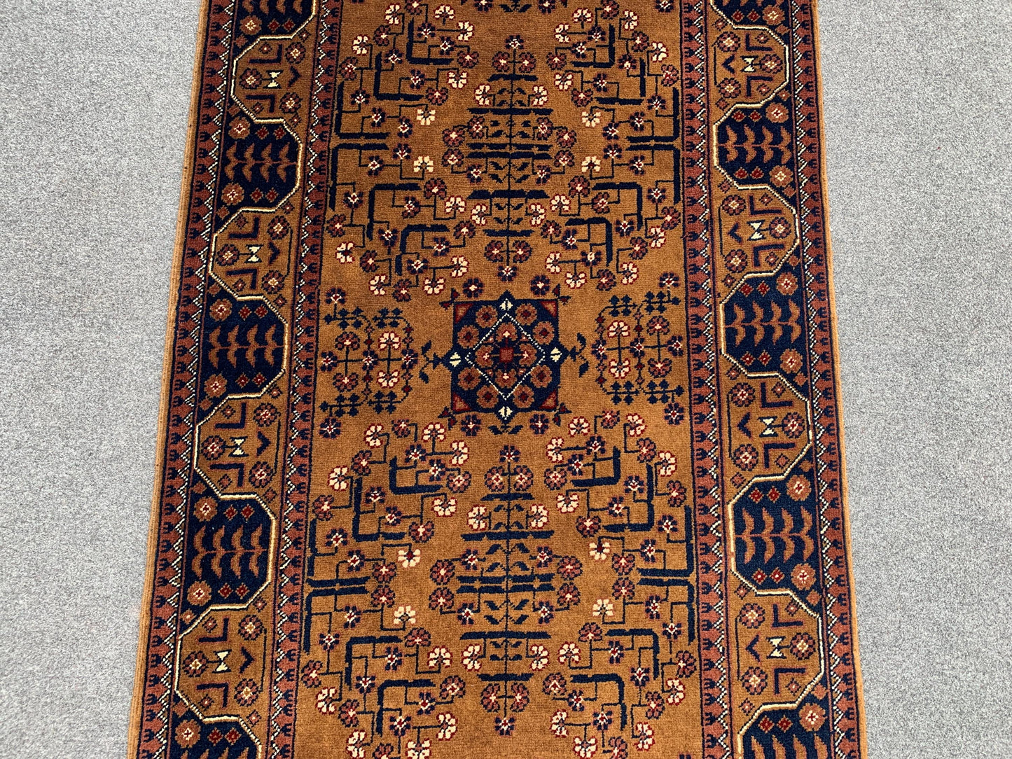 3x7 Bukhara Runner Rug, Natural Hand Knotted Runner Rug, Afghan Runner Rug, Oriental Turkmen Wool Rug, Rugs for Bedroom Hallway Kitchen Rug.