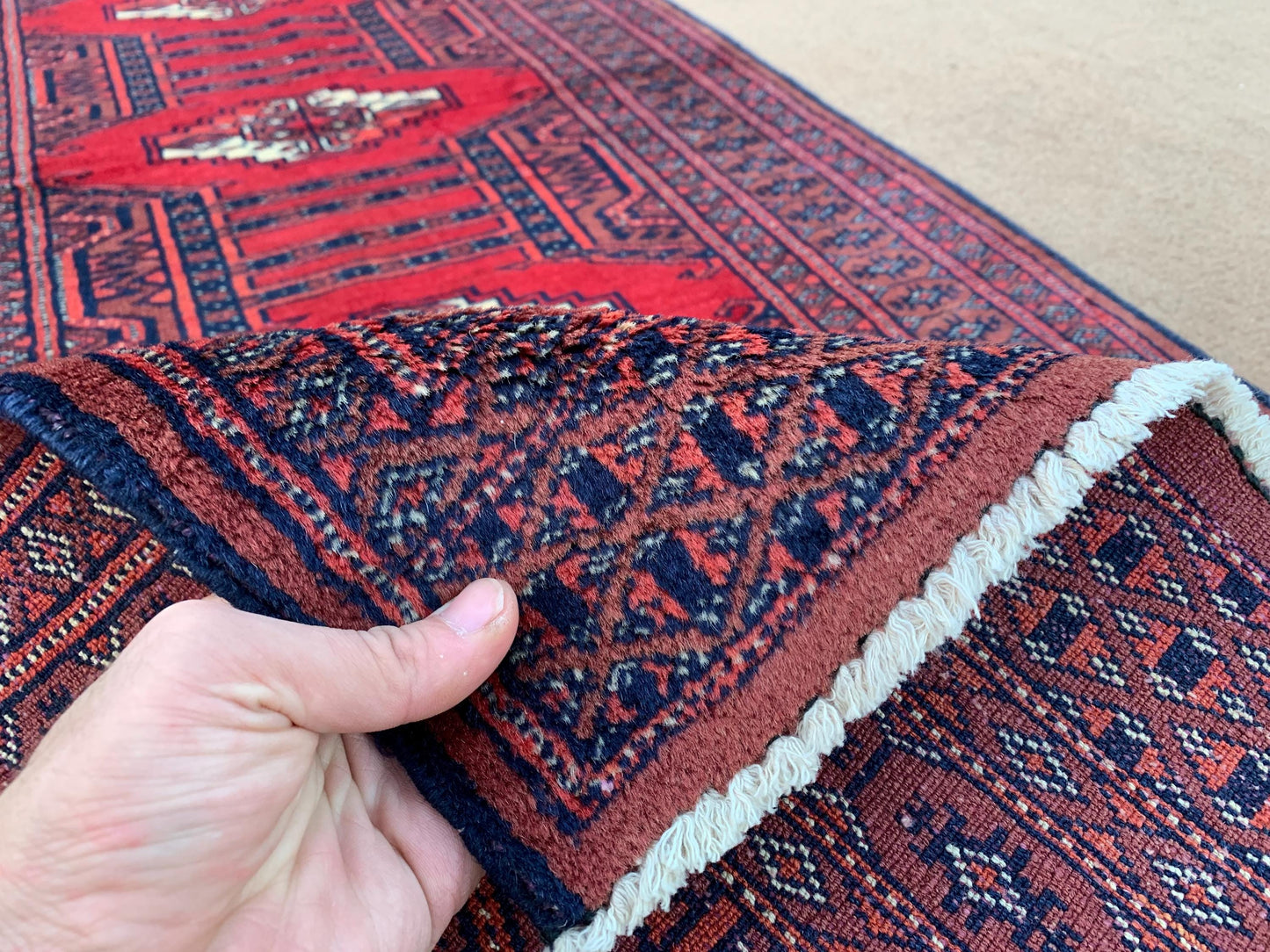 Vintage Pakistani Runner Rug 2x6 Ft Hand Knotted Runner Rug, Geometric Area Rug, Red Blue Runner Rug, Home Decor Rug, Hallway Runner Rug etc