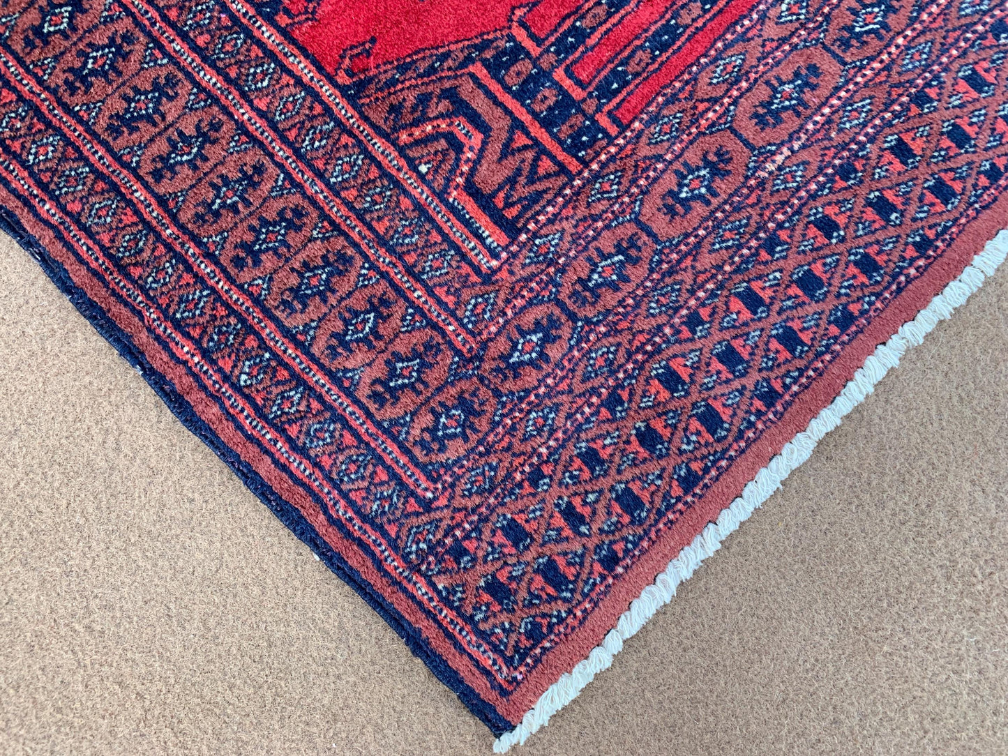 Vintage Pakistani Runner Rug 2x6 Ft Hand Knotted Runner Rug, Geometric Area Rug, Red Blue Runner Rug, Home Decor Rug, Hallway Runner Rug etc