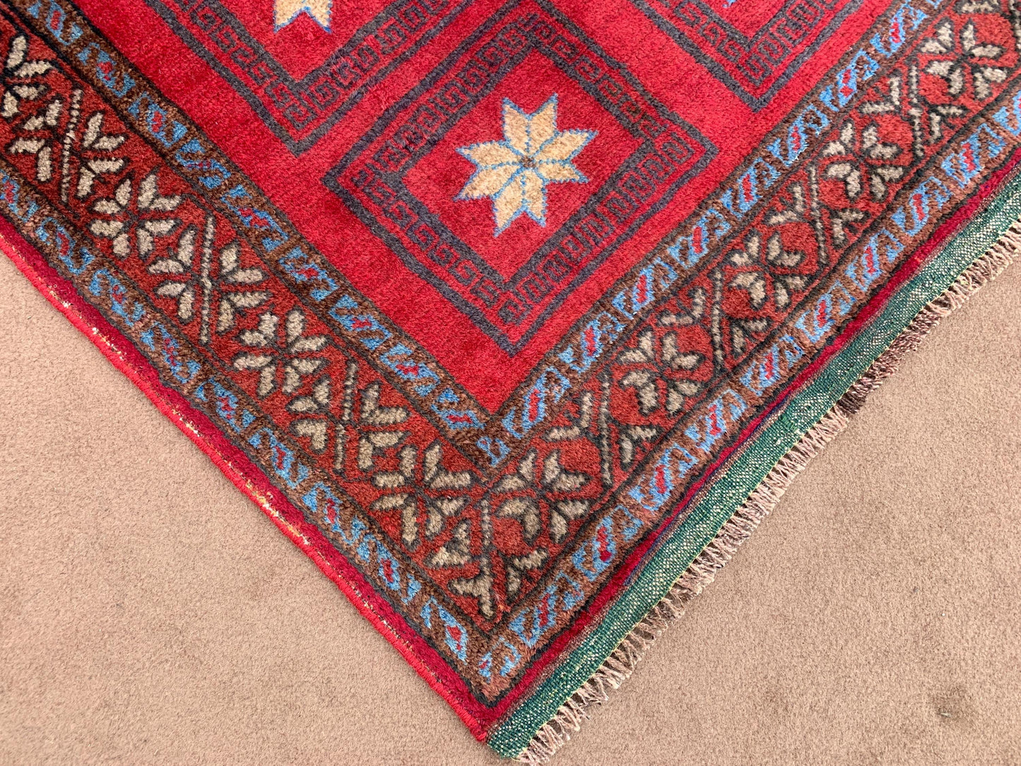 4x6 Ft Vintage Baluchi Rug, Afghan Hand Knotted Wool Rug, One of a kind Rug, Checkered design Rug, Oriental Rug, Bedroom Rug Hallway Rug etc