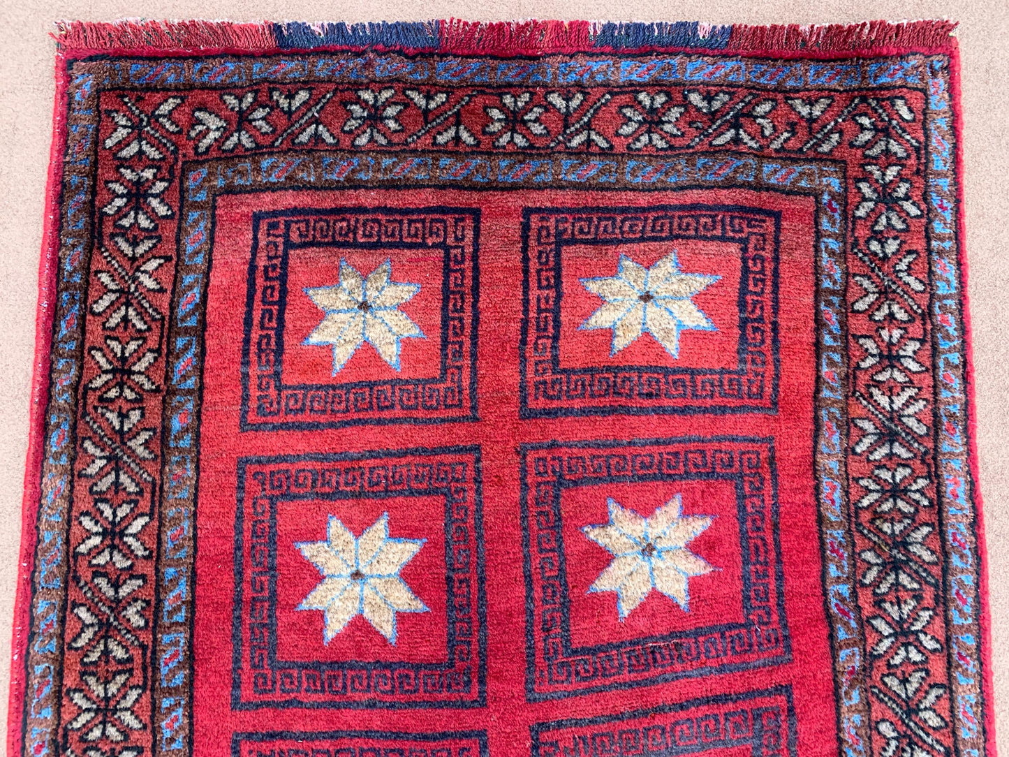 4x6 Ft Vintage Baluchi Rug, Afghan Hand Knotted Wool Rug, One of a kind Rug, Checkered design Rug, Oriental Rug, Bedroom Rug Hallway Rug etc