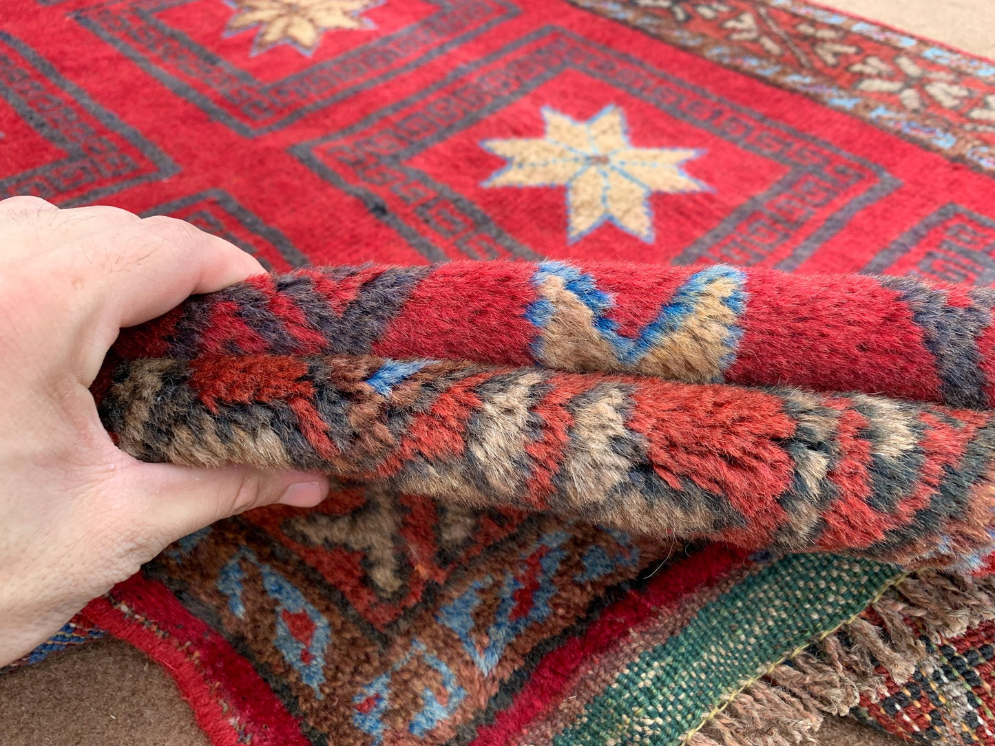 4x6 Ft Vintage Baluchi Rug, Afghan Hand Knotted Wool Rug, One of a kind Rug, Checkered design Rug, Oriental Rug, Bedroom Rug Hallway Rug etc