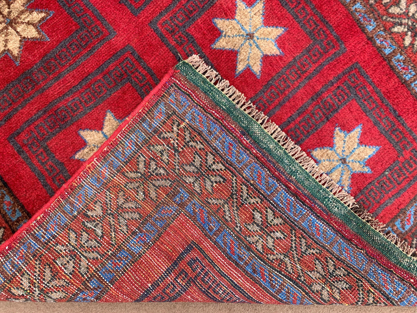 4x6 Ft Vintage Baluchi Rug, Afghan Hand Knotted Wool Rug, One of a kind Rug, Checkered design Rug, Oriental Rug, Bedroom Rug Hallway Rug etc