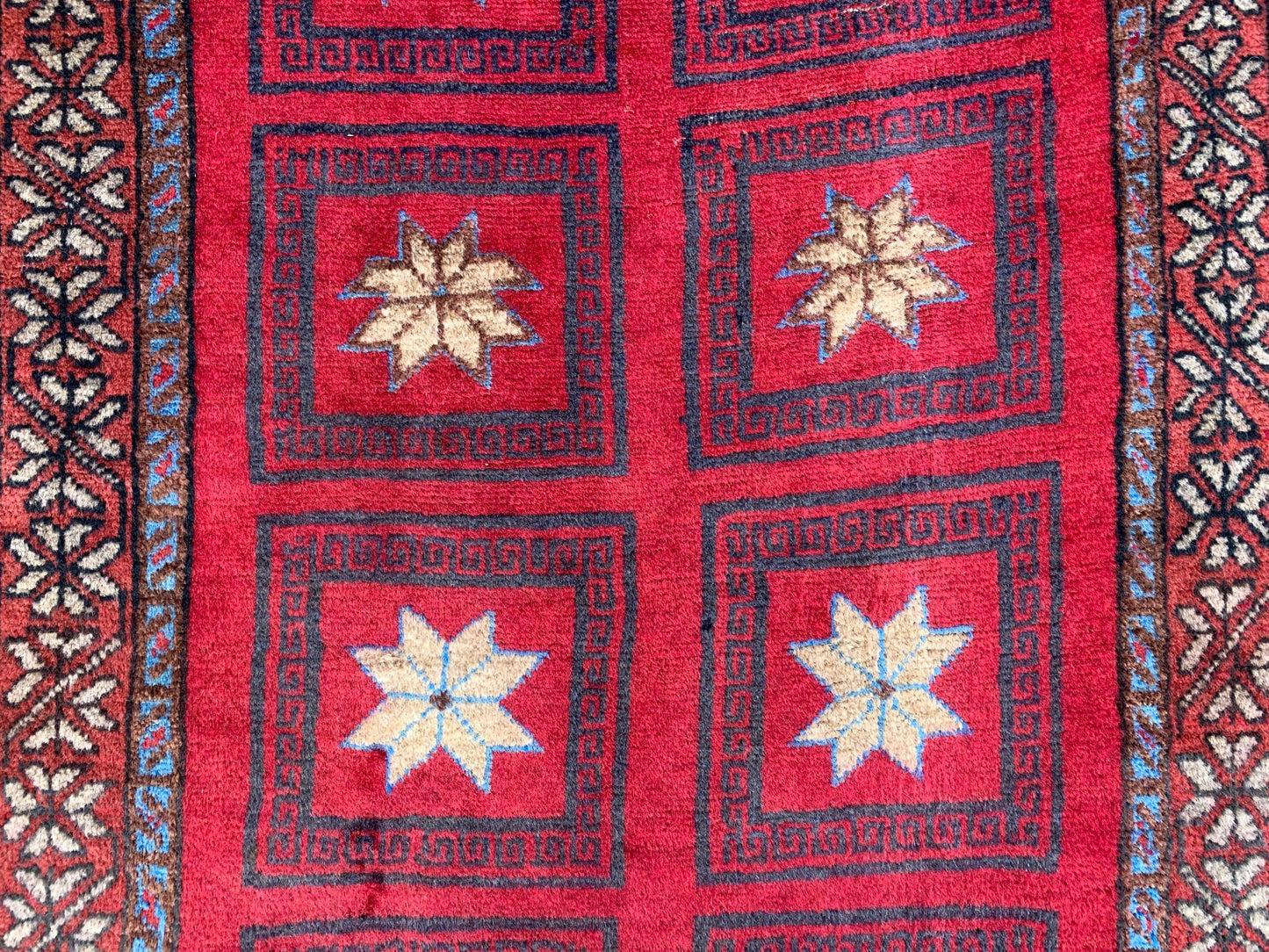4x6 Ft Vintage Baluchi Rug, Afghan Hand Knotted Wool Rug, One of a kind Rug, Checkered design Rug, Oriental Rug, Bedroom Rug Hallway Rug etc