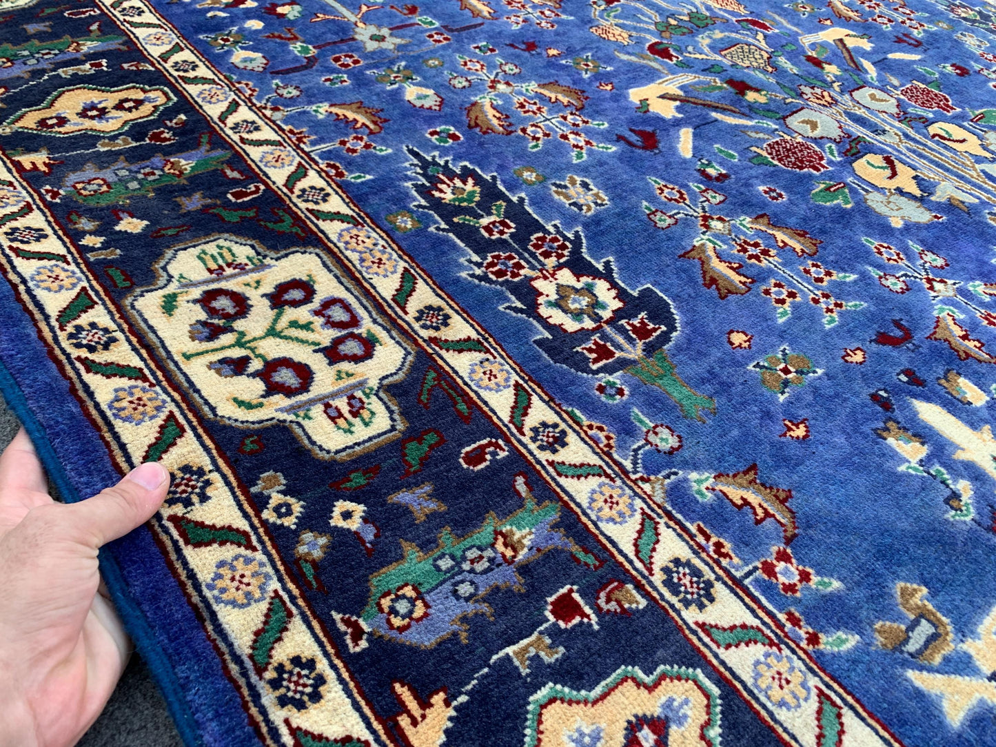 5x7 Ft Tree of life design Rug, Natural Hand Knotted Rug, Blue Afghan Rug, Good Pile Rug Oriental Wool Rug, Rugs for Bedroom Living Room Rug