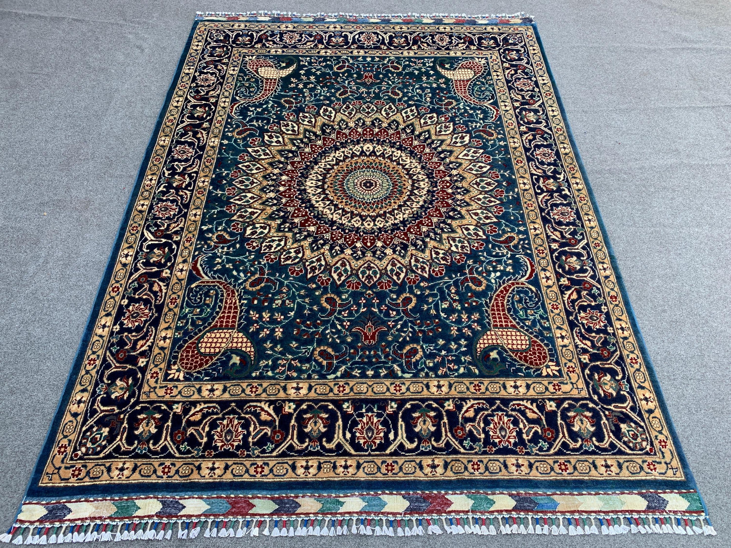 5x7 Ft Amazing Floral Rug, Natural Afghan Hand Knotted Rug, Geometric Area Rug, Good Pile Rug Oriental Wool Rug, Bedroom Rug Living Room Rug