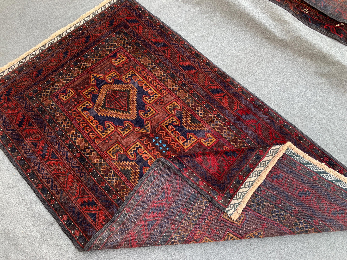 4x6 Vintage Rug, Natural Hand Knotted Afghan Wool Rug, Herati Baluchi Rug, Geometric Area Rug, Oriental Tribal Rug, Bedroom Rug Hallway Rug.