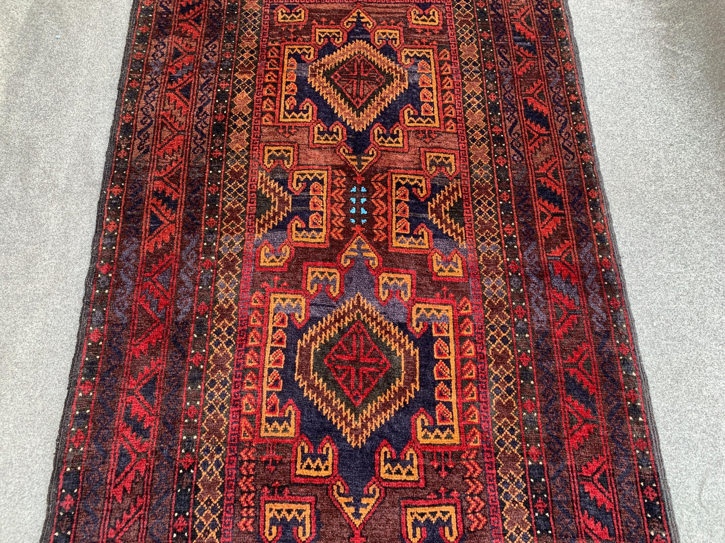 4x6 Vintage Rug, Natural Hand Knotted Afghan Wool Rug, Herati Baluchi Rug, Geometric Area Rug, Oriental Tribal Rug, Bedroom Rug Hallway Rug.
