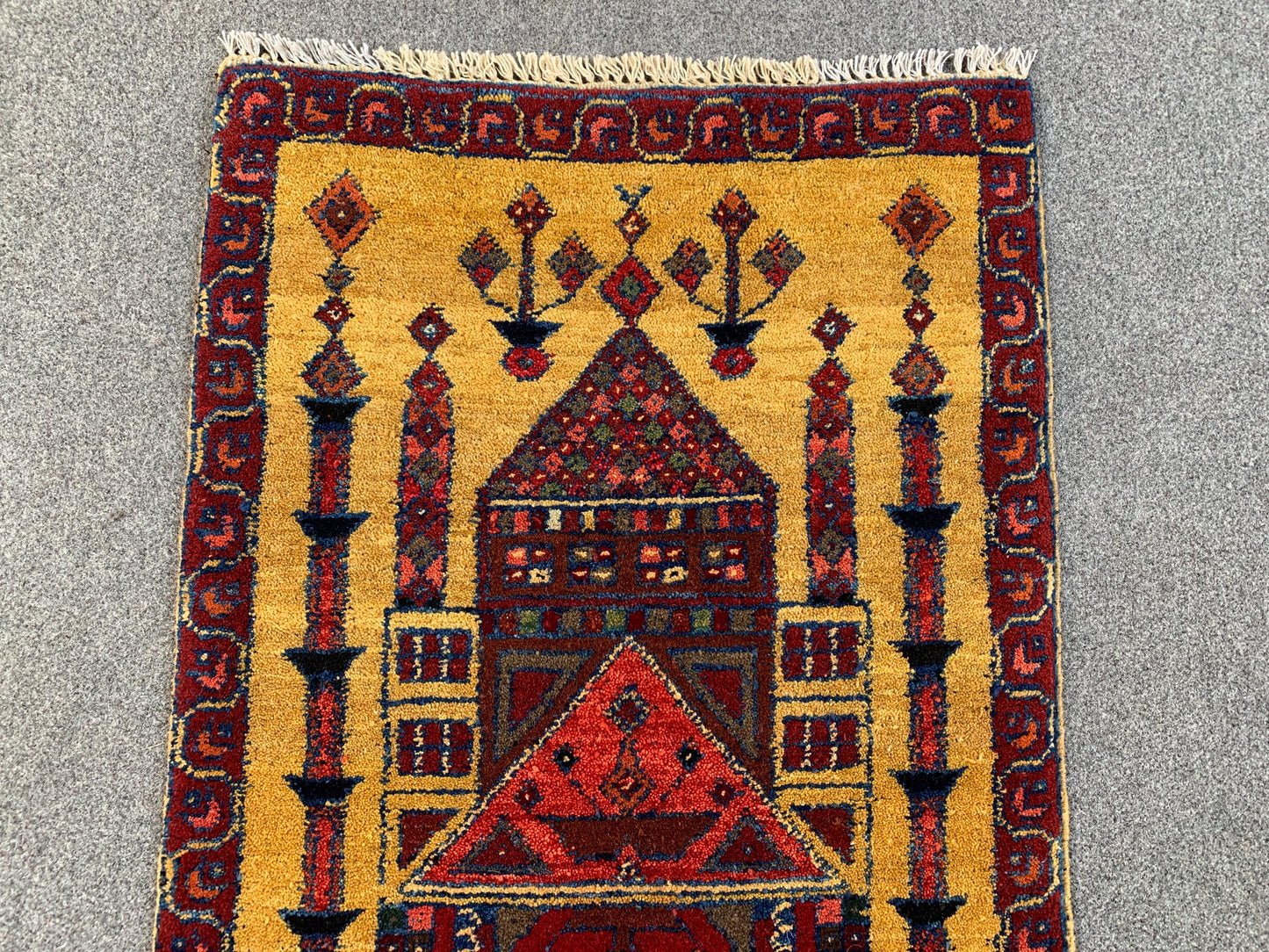 2x3 Ft Vintage Prayer Rug, Hand Knotted Prayer Rug, Afghan Prayer Rug, Oriental Wool Rug, High Pile Rug, Muslim Prayer Rug, Living Room Rug.