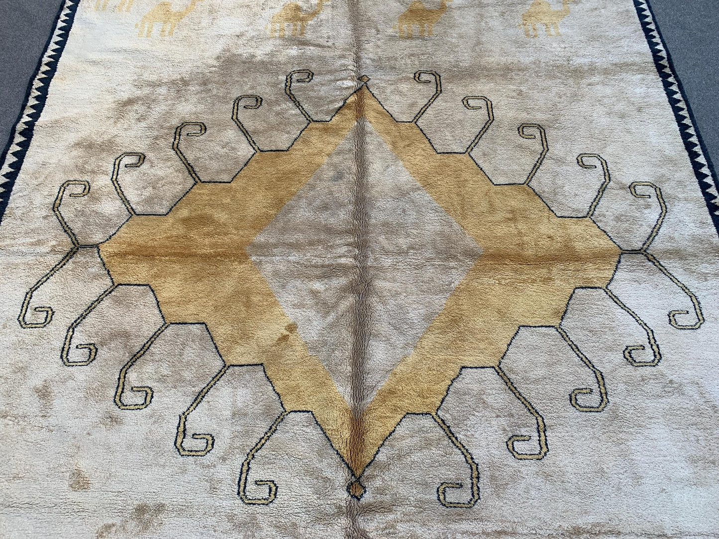 6x8 Ft Beige Yellow Silk Rug, Afghan Handmade Silk Rug, Geometric Area Rug, Turkmen Silk Rug, Fine Quality Rug, Bedroom Rug Living Room Rug.