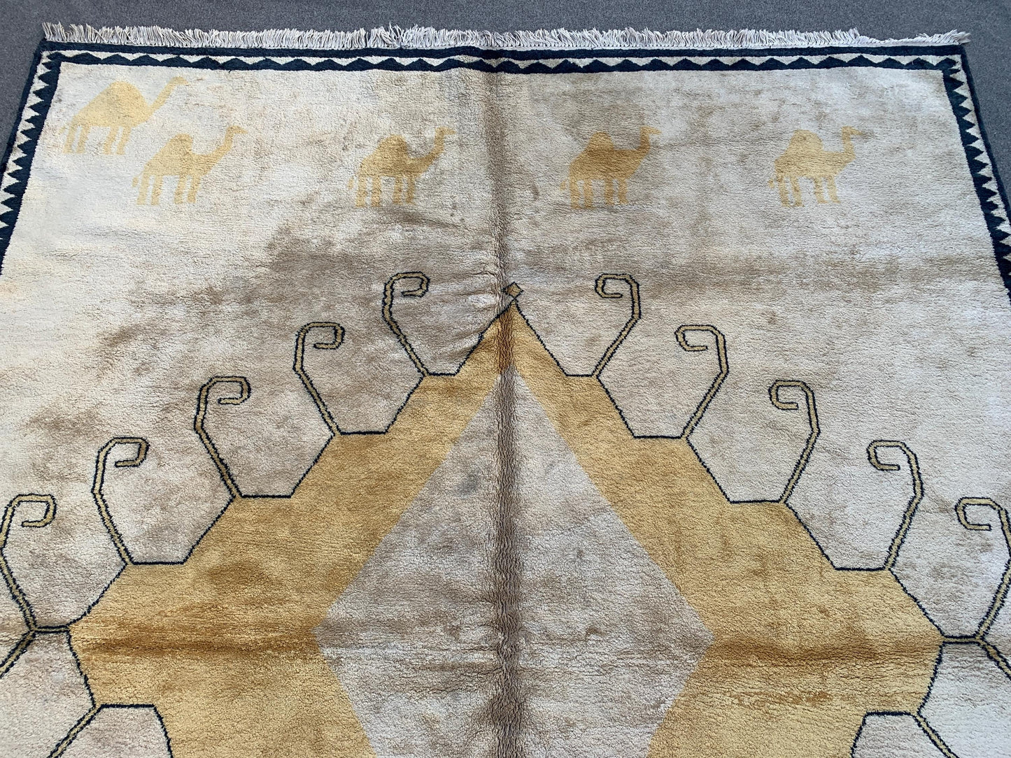 6x8 Ft Beige Yellow Silk Rug, Afghan Handmade Silk Rug, Geometric Area Rug, Turkmen Silk Rug, Fine Quality Rug, Bedroom Rug Living Room Rug.