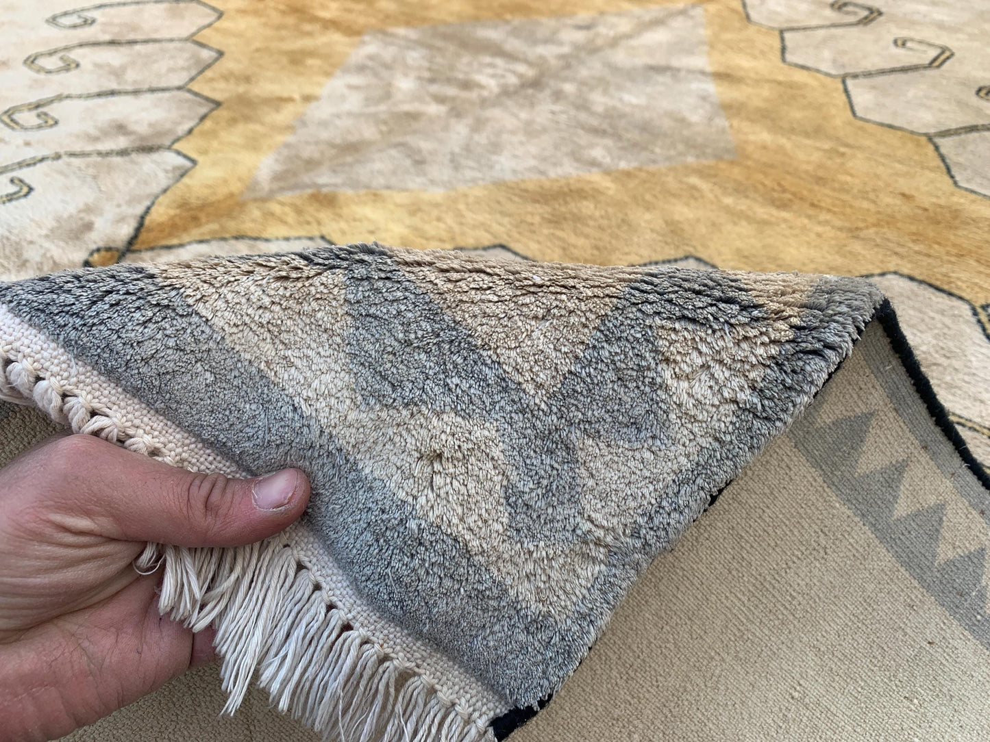 6x8 Ft Beige Yellow Silk Rug, Afghan Handmade Silk Rug, Geometric Area Rug, Turkmen Silk Rug, Fine Quality Rug, Bedroom Rug Living Room Rug.