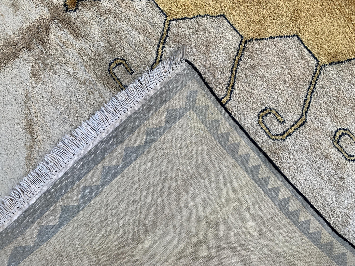 6x8 Ft Beige Yellow Silk Rug, Afghan Handmade Silk Rug, Geometric Area Rug, Turkmen Silk Rug, Fine Quality Rug, Bedroom Rug Living Room Rug.