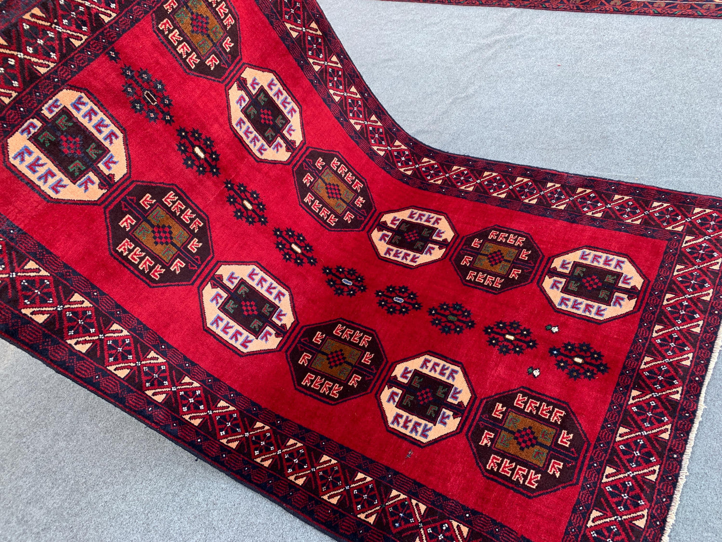 4x6 Ft Red Vintage Rug, Hand Knotted Afghan Wool Rug, Herati Baluchi Rug, Tribal Rug, Oriental Rug, Home Decor Rug, Bedroom Rug Hallway Rug.