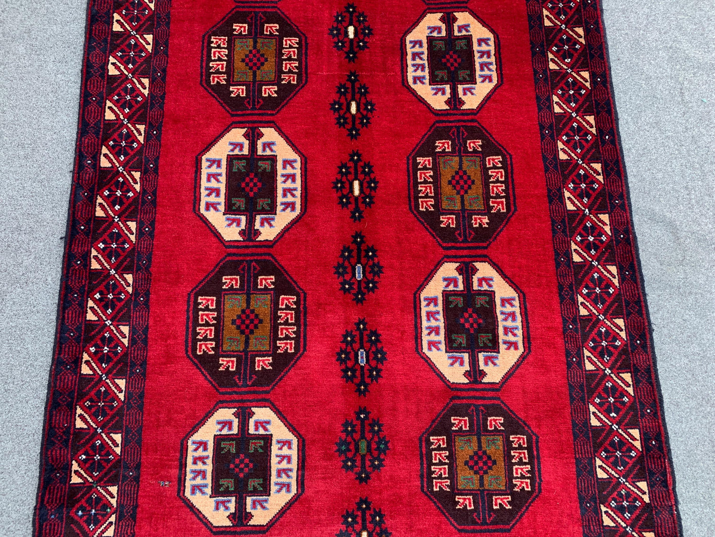 4x6 Ft Red Vintage Rug, Hand Knotted Afghan Wool Rug, Herati Baluchi Rug, Tribal Rug, Oriental Rug, Home Decor Rug, Bedroom Rug Hallway Rug.