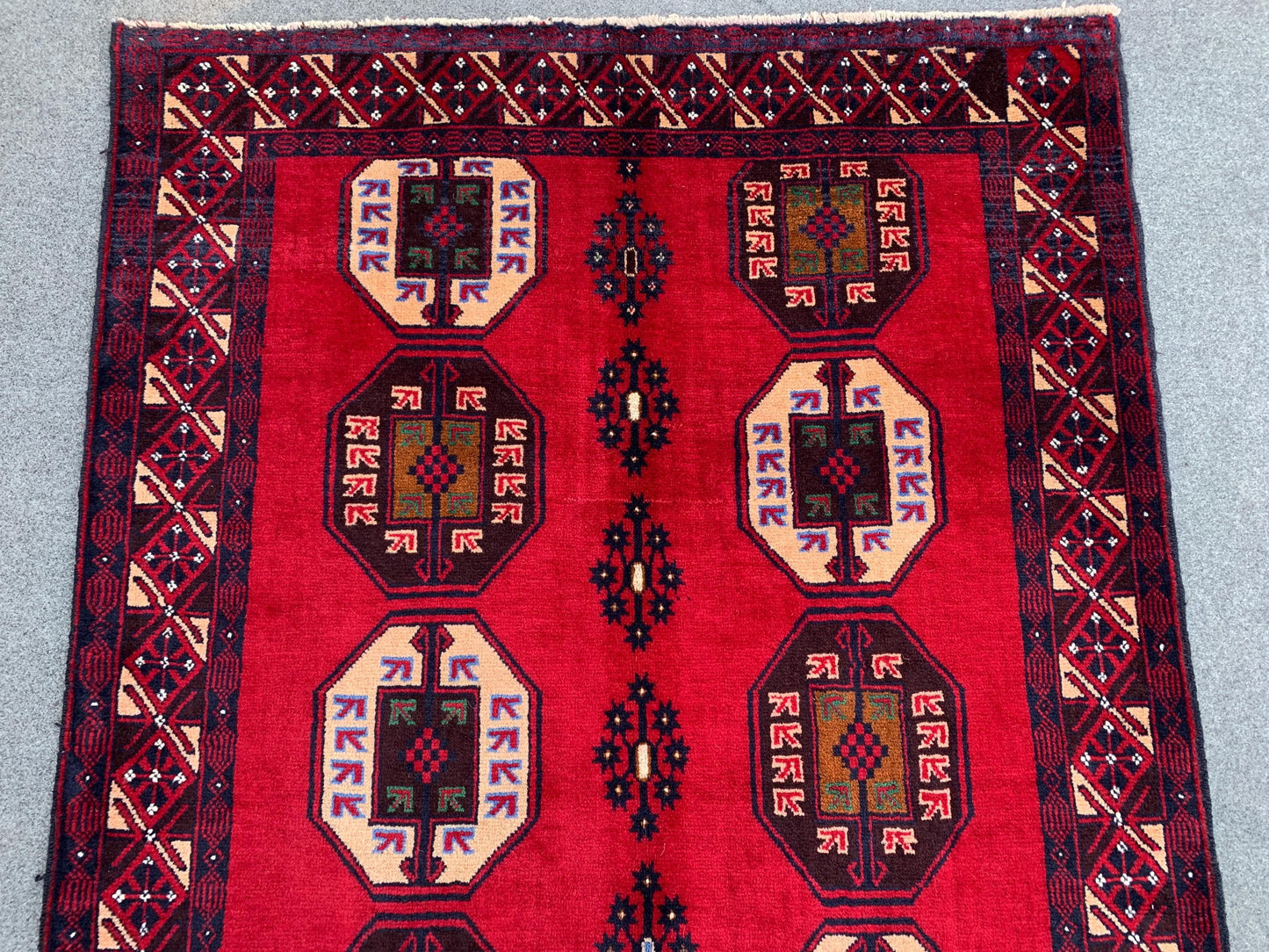 4x6 Ft Red Vintage Rug, Hand Knotted Afghan Wool Rug, Herati Baluchi Rug, Tribal Rug, Oriental Rug, Home Decor Rug, Bedroom Rug Hallway Rug.