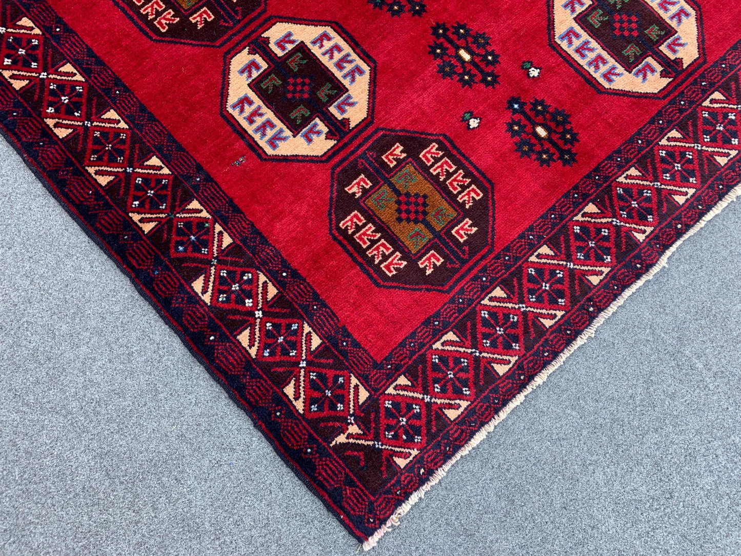 4x6 Ft Red Vintage Rug, Hand Knotted Afghan Wool Rug, Herati Baluchi Rug, Tribal Rug, Oriental Rug, Home Decor Rug, Bedroom Rug Hallway Rug.