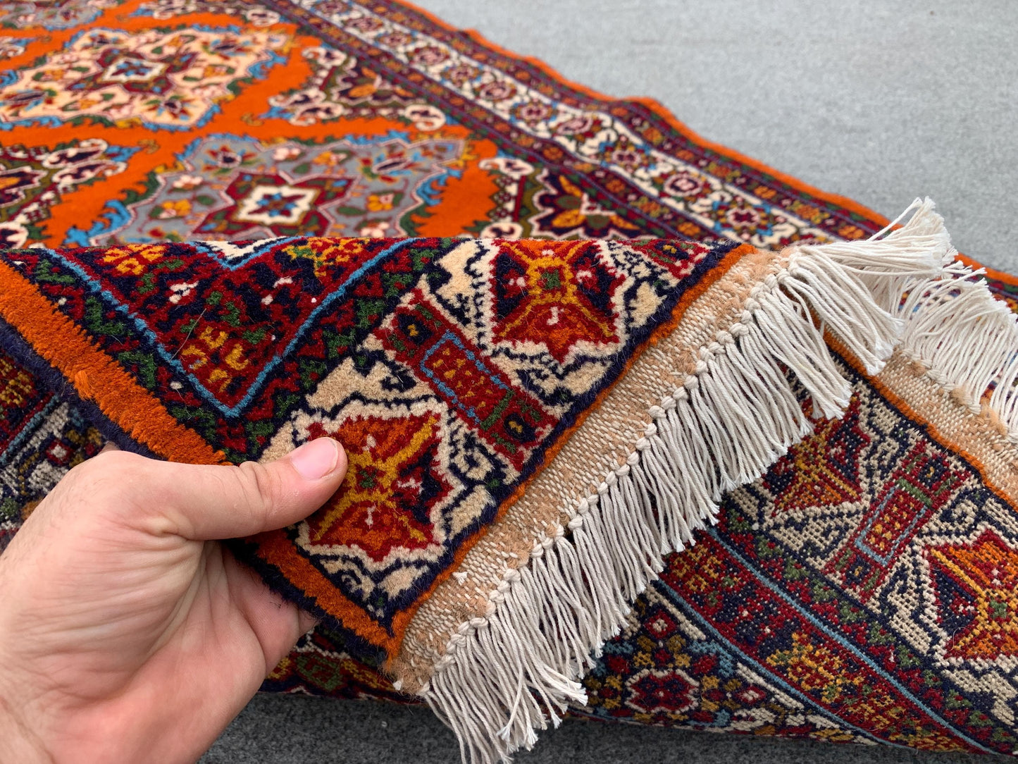 Amazing Orange Runner Rug 3x9 Ft Afghan Hand Knotted Runner Rug, Vintage Geometric Area Rug, Good Quality Rug, Hallway Runner Rug, 90x290 Cm