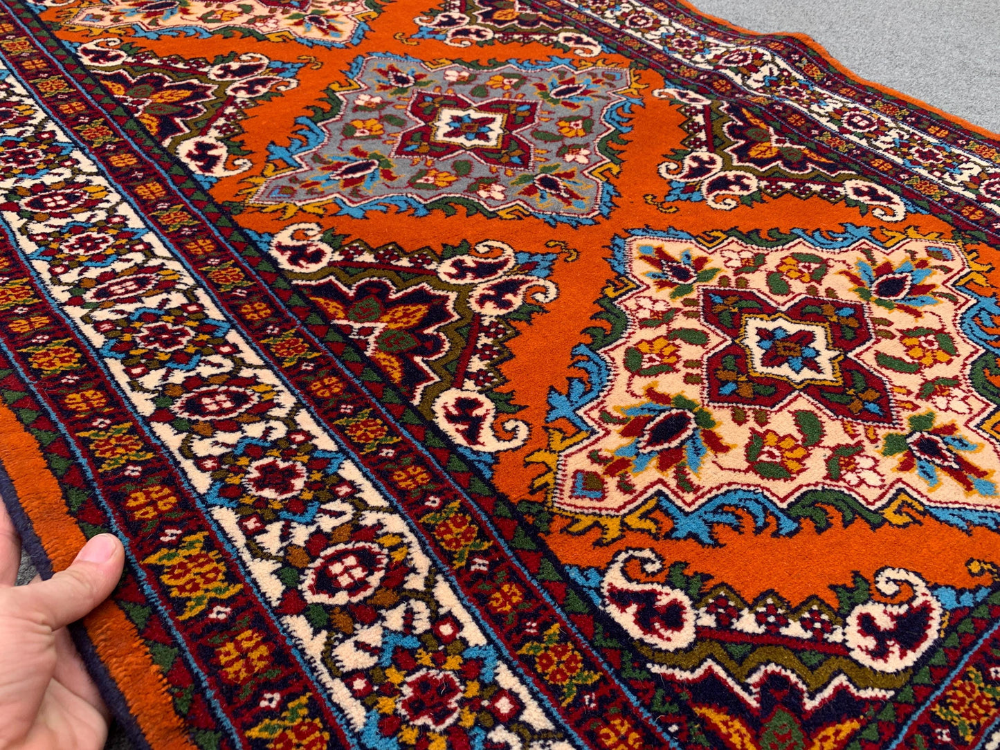 Amazing Orange Runner Rug 3x9 Ft Afghan Hand Knotted Runner Rug, Vintage Geometric Area Rug, Good Quality Rug, Hallway Runner Rug, 90x290 Cm