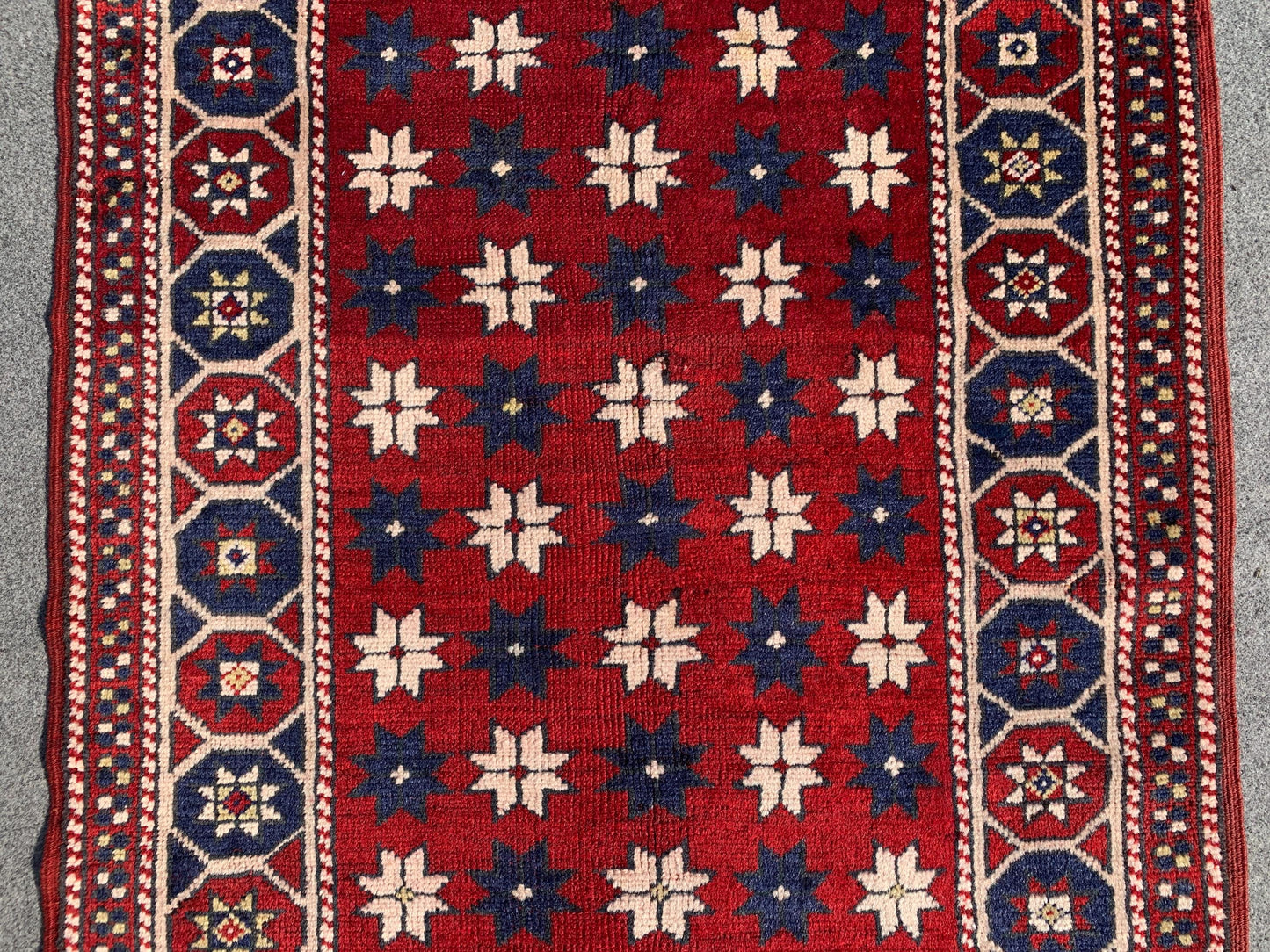 Amazing Vintage Rug 3x4 Ft Afghan Handmade Wool Rug, Red Rug, Oriental Area Rug, Stars design Rug, Rugs for Bedroom Kitchen Hallway Rug etc.