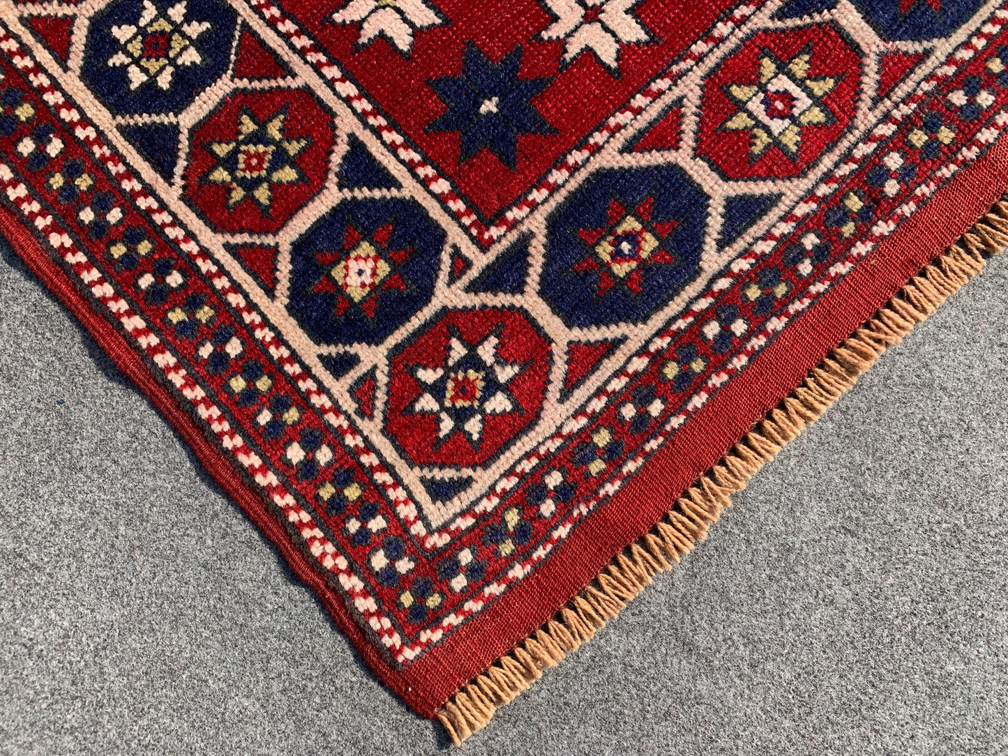 Amazing Vintage Rug 3x4 Ft Afghan Handmade Wool Rug, Red Rug, Oriental Area Rug, Stars design Rug, Rugs for Bedroom Kitchen Hallway Rug etc.