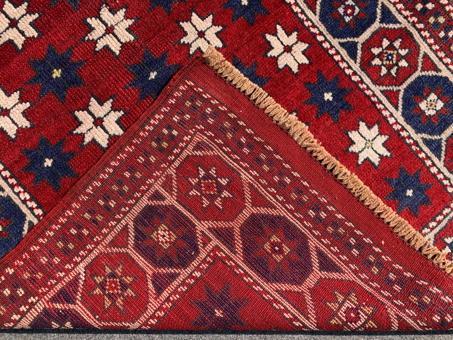 Amazing Vintage Rug 3x4 Ft Afghan Handmade Wool Rug, Red Rug, Oriental Area Rug, Stars design Rug, Rugs for Bedroom Kitchen Hallway Rug etc.