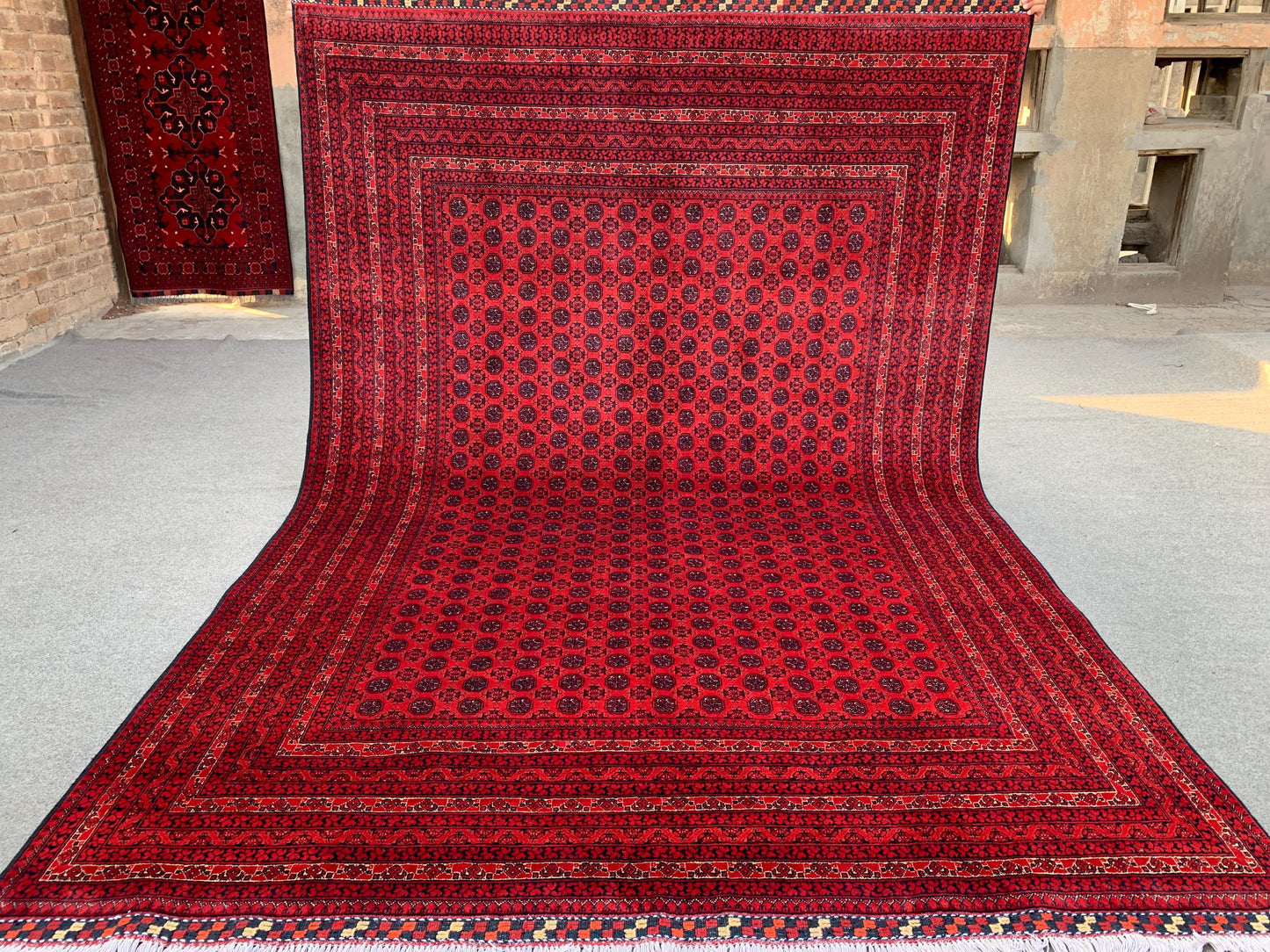 Afghan Red Rug 7x10 Ft Khoja Roshni Rug, Natural Hand Knotted Wool Rug, Turkmen Oriental Rug, Famous design Rug, Bedroom Rug Living Room Rug