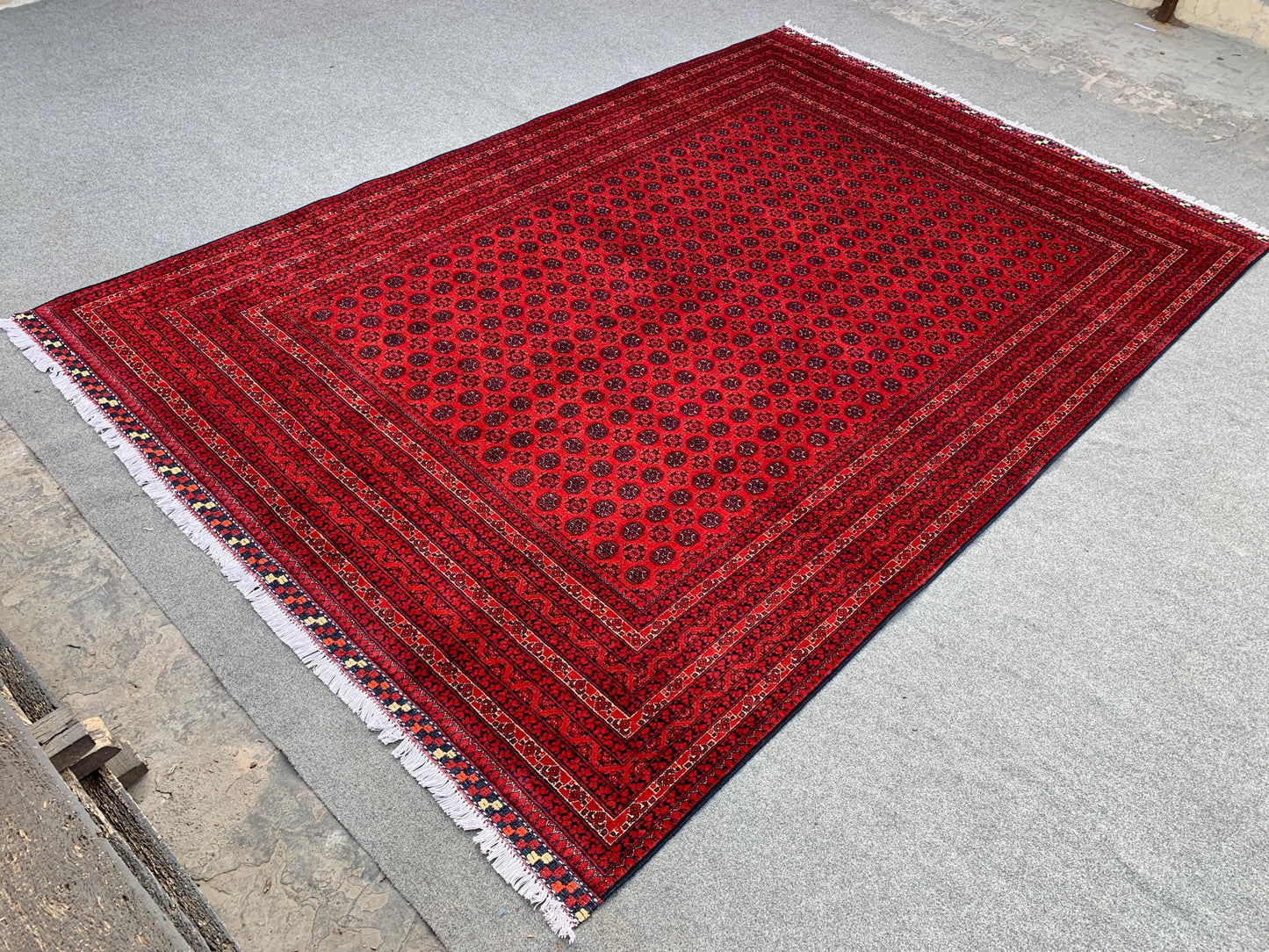 Afghan Red Rug 7x10 Ft Khoja Roshni Rug, Natural Hand Knotted Wool Rug, Turkmen Oriental Rug, Famous design Rug, Bedroom Rug Living Room Rug