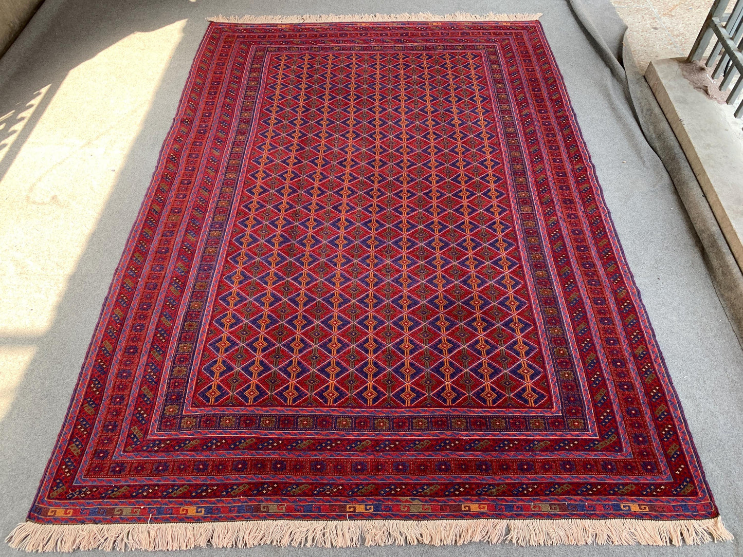 6x9 Ft Amazing Red Blue kilim Rug, Afghan Hand knotted Wool kilim Rug, Good Quality kilim Rug, Home Decor Rug, Bedroom Rug, Living Room Rug.