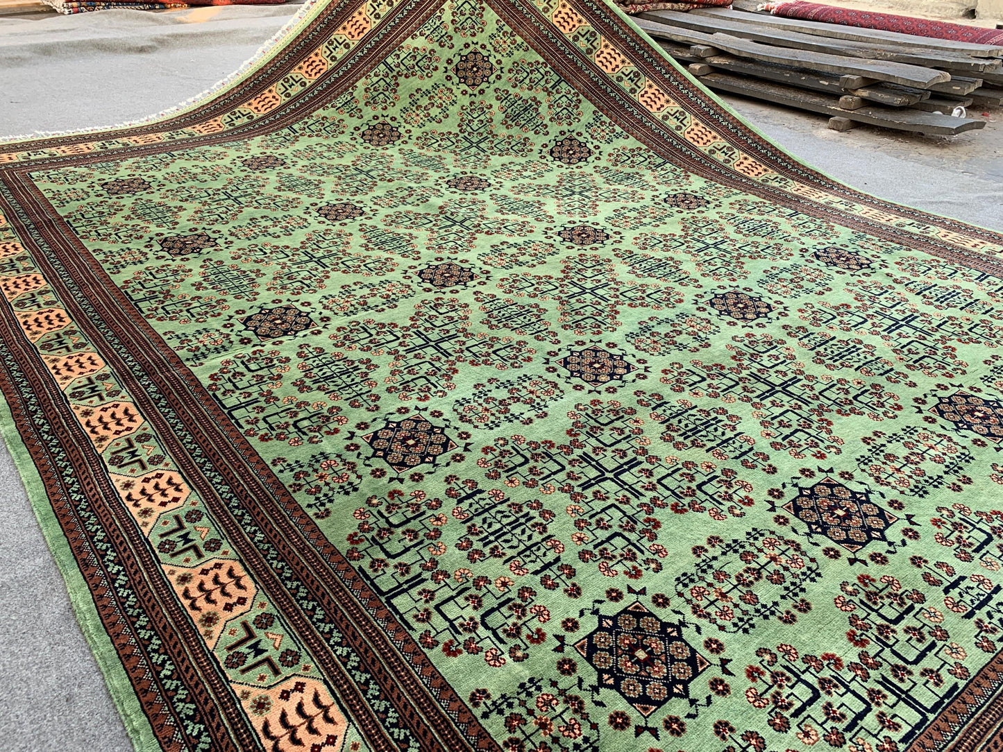 8x12 Ft Large Afghan Bukhara Rug, Natural Hand Knotted Wool Rug, High Quality Bukhara Rug, Turkmen Oriental Rug Dining Room Living Room Rug.