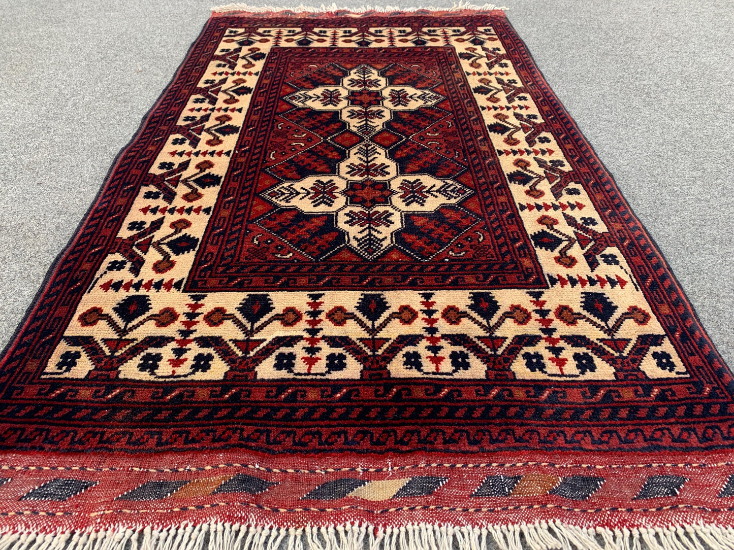 2x4 Ft Small Afghan Rug, Afghan Handmade Wool Rug, Geometric Area Rug, Small Oriental Rug, Tribal Rug, Small Gift Rug, Bedroom Hallway Rug.