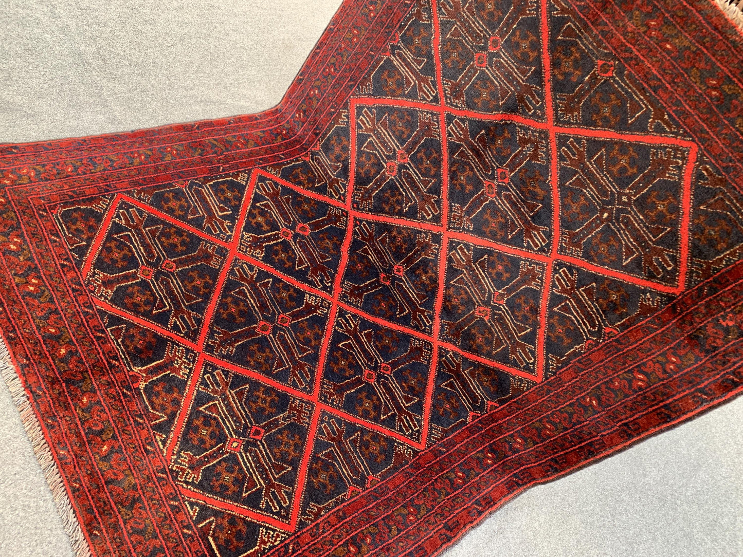 3x5 Ft Vintage Afghan Rug, Hand Knotted Wool Rug, Khal Muhammadi design Rug, Geometric Area Rug, Home Decor Rug, Rugs for Bedroom Office Rug
