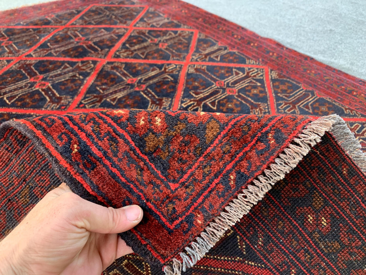 3x5 Ft Vintage Afghan Rug, Hand Knotted Wool Rug, Khal Muhammadi design Rug, Geometric Area Rug, Home Decor Rug, Rugs for Bedroom Office Rug