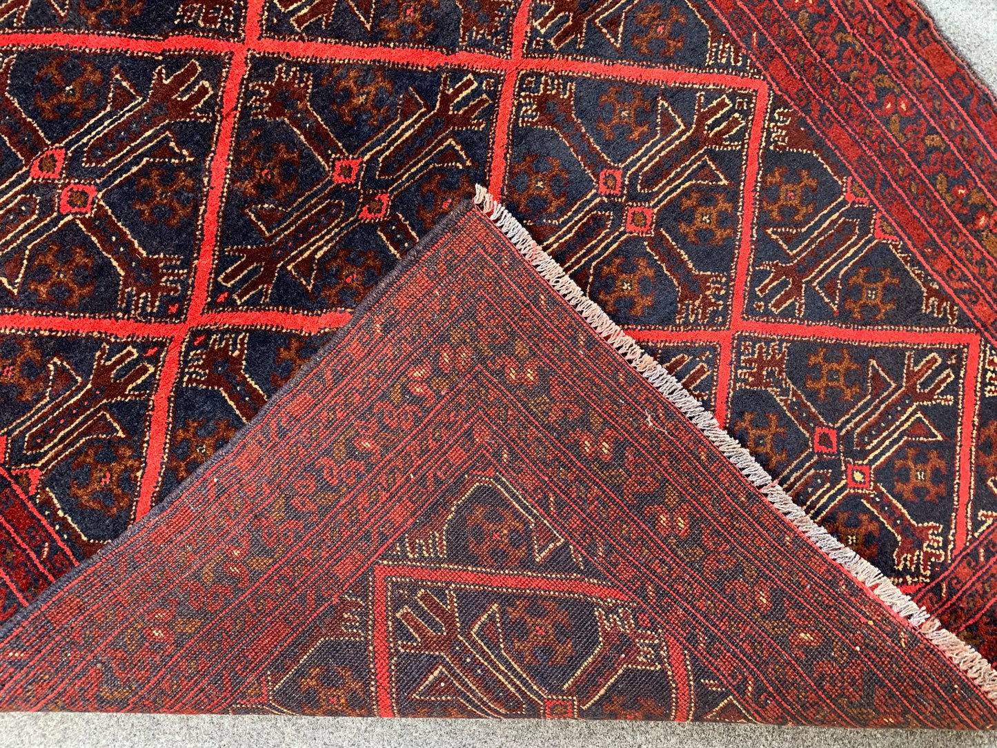3x5 Ft Vintage Afghan Rug, Hand Knotted Wool Rug, Khal Muhammadi design Rug, Geometric Area Rug, Home Decor Rug, Rugs for Bedroom Office Rug