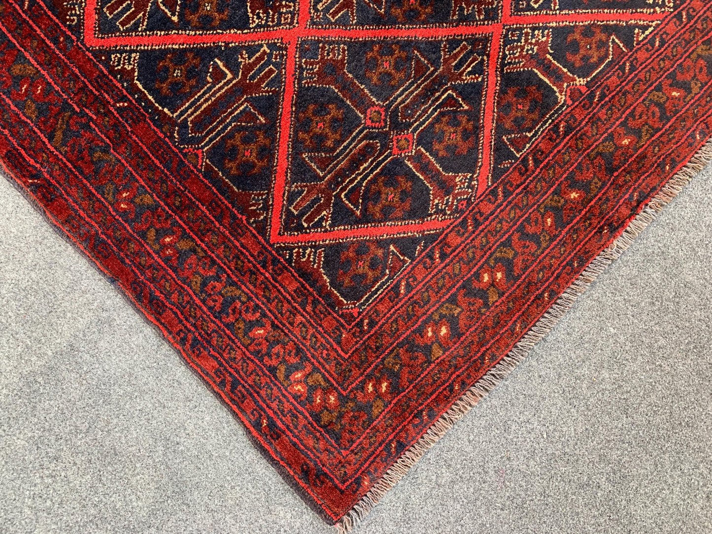 3x5 Ft Vintage Afghan Rug, Hand Knotted Wool Rug, Khal Muhammadi design Rug, Geometric Area Rug, Home Decor Rug, Rugs for Bedroom Office Rug
