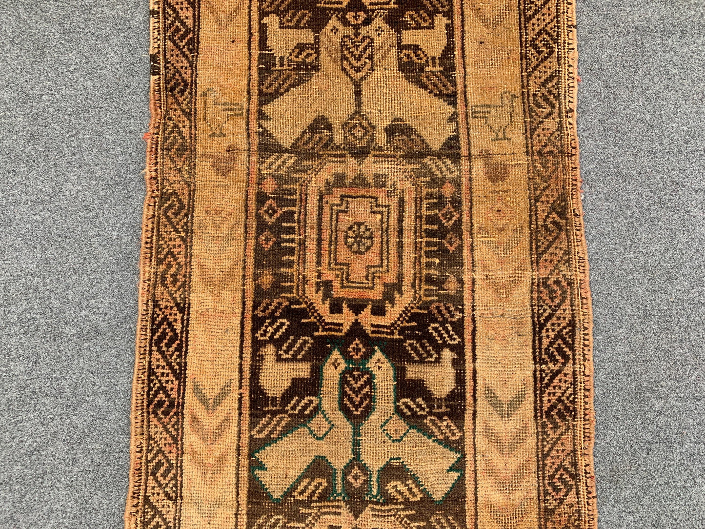 Antique Runner Rug 2x6 Ft Afghan Hand Knotted Runner Rug, Low Pile Rug, Vintage Pictorial Rug, Oriental Wool Rug Bedroom Hallway Runner Rug.