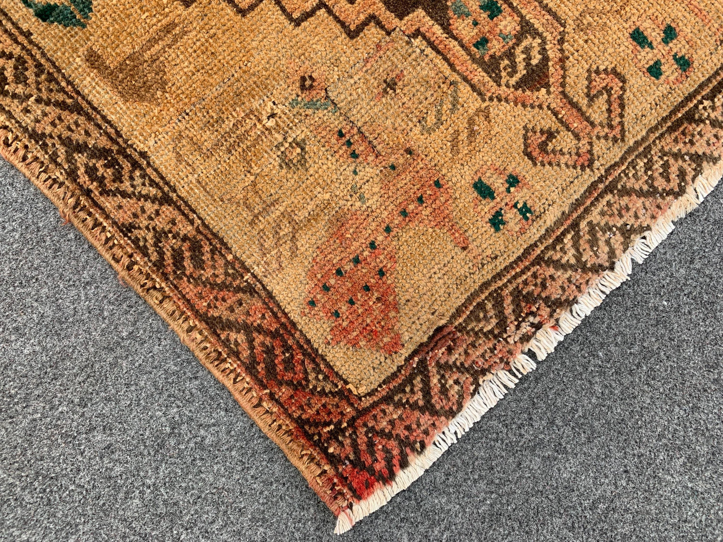 Antique Runner Rug 2x6 Ft Afghan Hand Knotted Runner Rug, Low Pile Rug, Vintage Pictorial Rug, Oriental Wool Rug Bedroom Hallway Runner Rug.