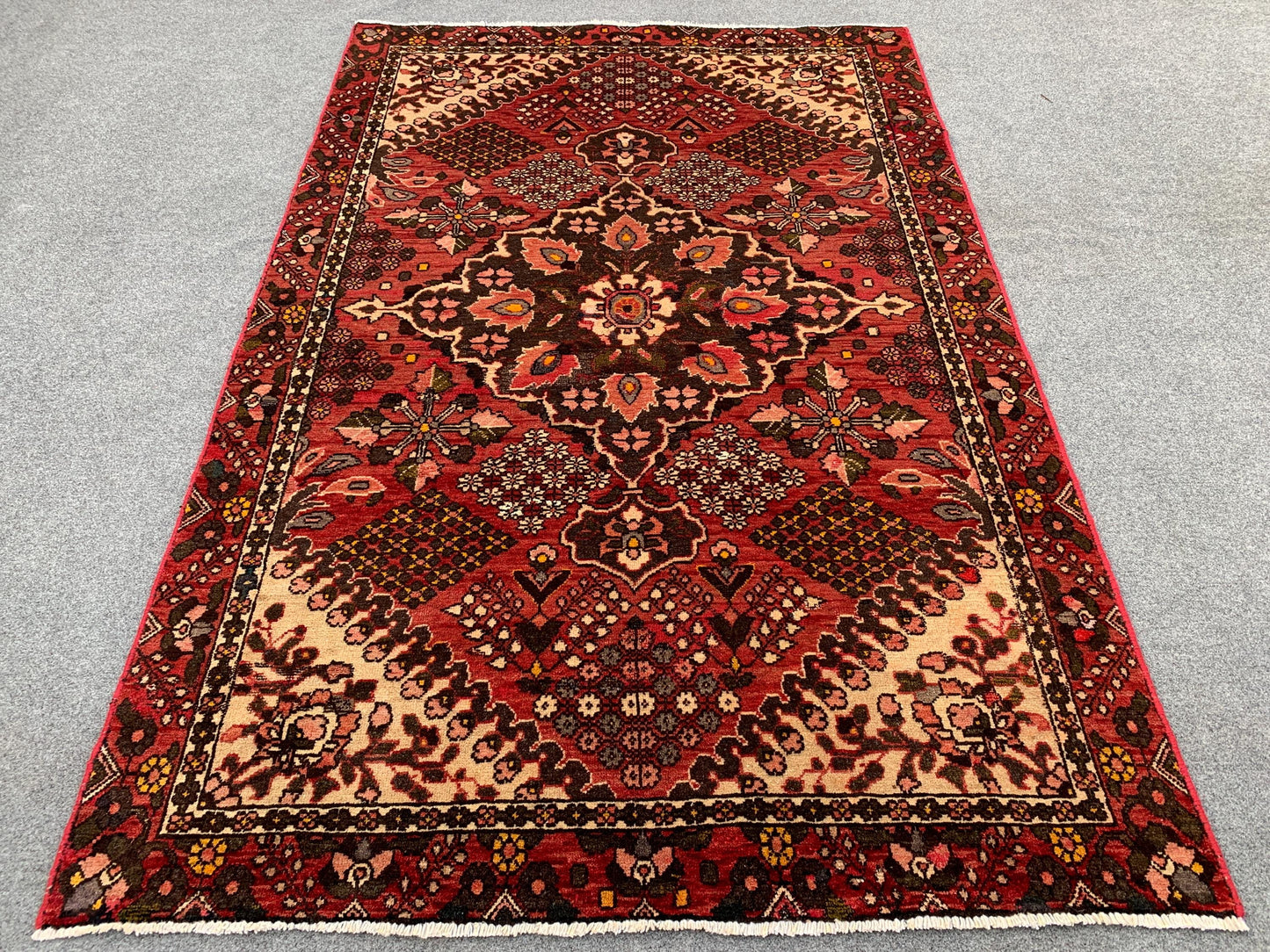 One of a kind Antique Rug, 4x6 Ft Afghan Hand Knotted Wool Rug, Vintage Geometric design Rug, Oriental Turkmen Tribal Rug, Living Room Rug.