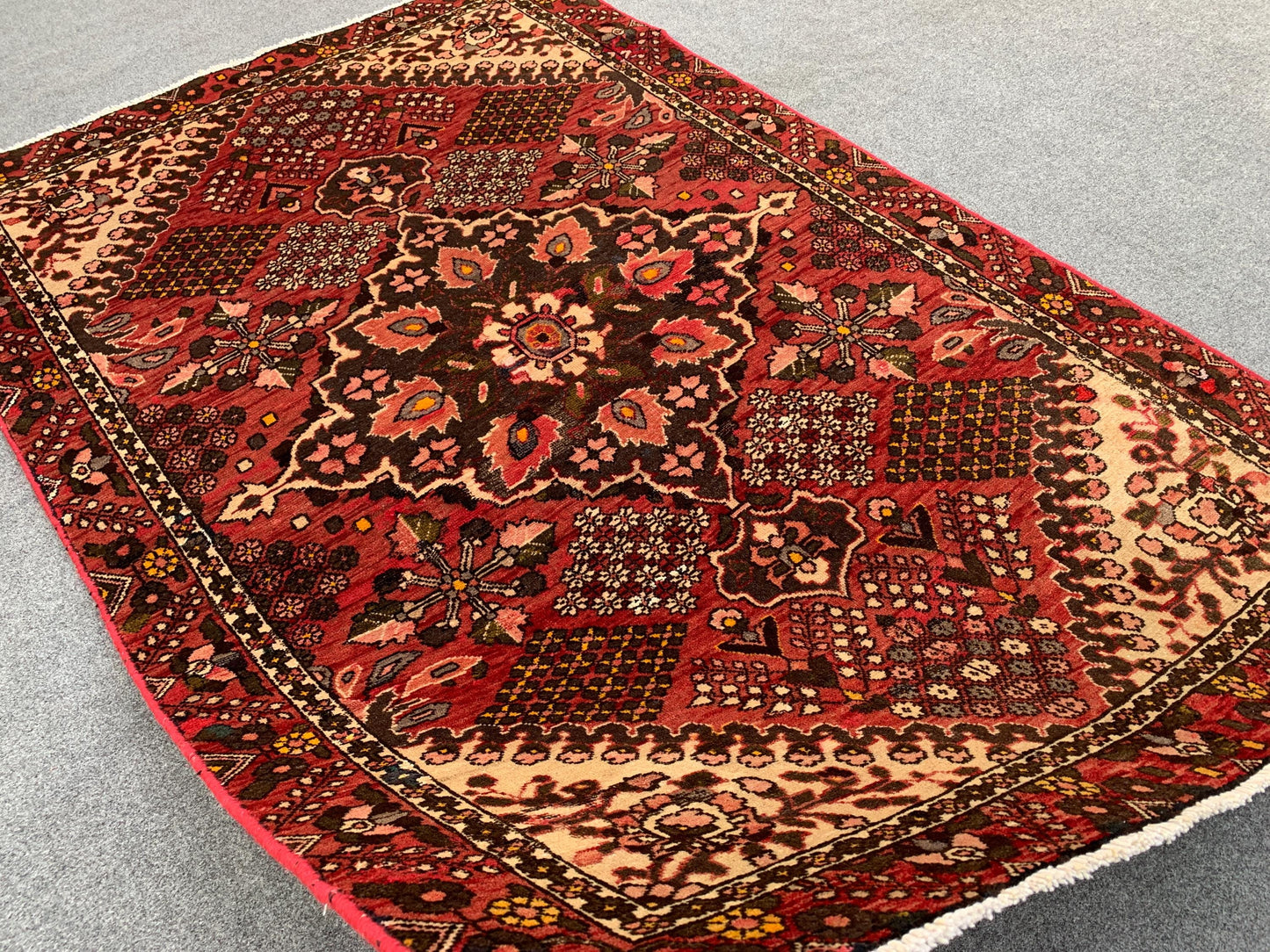 One of a kind Antique Rug, 4x6 Ft Afghan Hand Knotted Wool Rug, Vintage Geometric design Rug, Oriental Turkmen Tribal Rug, Living Room Rug.