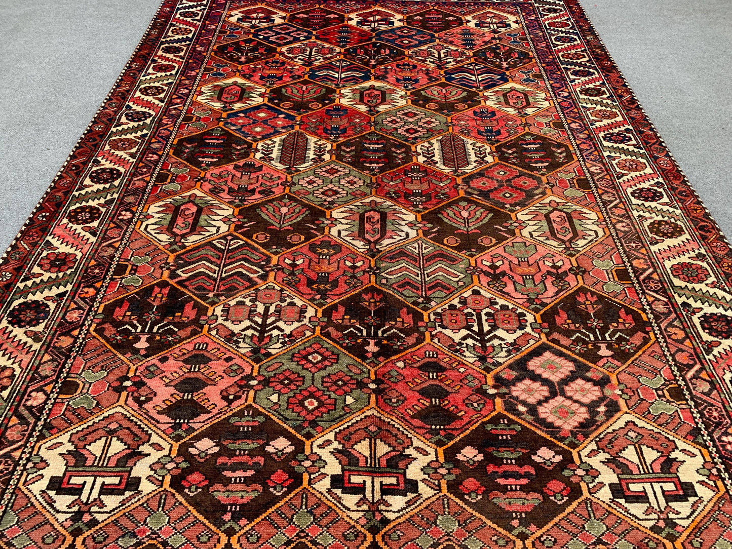 7x10 Ft Vintage Floral Rug, Afghan Hand knotted Wool Rug, Turkmen Tribal Rug, Antique Oriental Rug, Home Decor Rug Best for Living Room Rug.