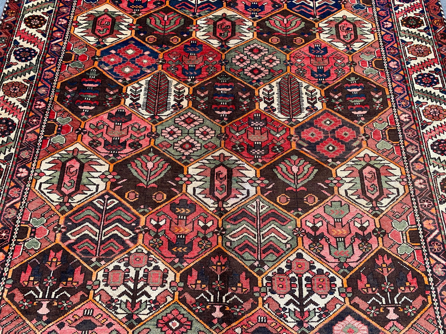 7x10 Ft Vintage Floral Rug, Afghan Hand knotted Wool Rug, Turkmen Tribal Rug, Antique Oriental Rug, Home Decor Rug Best for Living Room Rug.