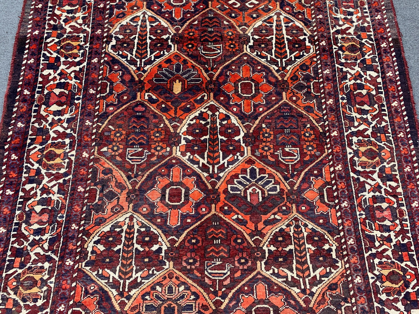5x10 Ft Vintage Rug, Tree Floral design Rug, Afghan Hand Knotted Wool Rug, Oriental Turkmen Rug, Antique Tribal Rug, Bedroom Living Room Rug