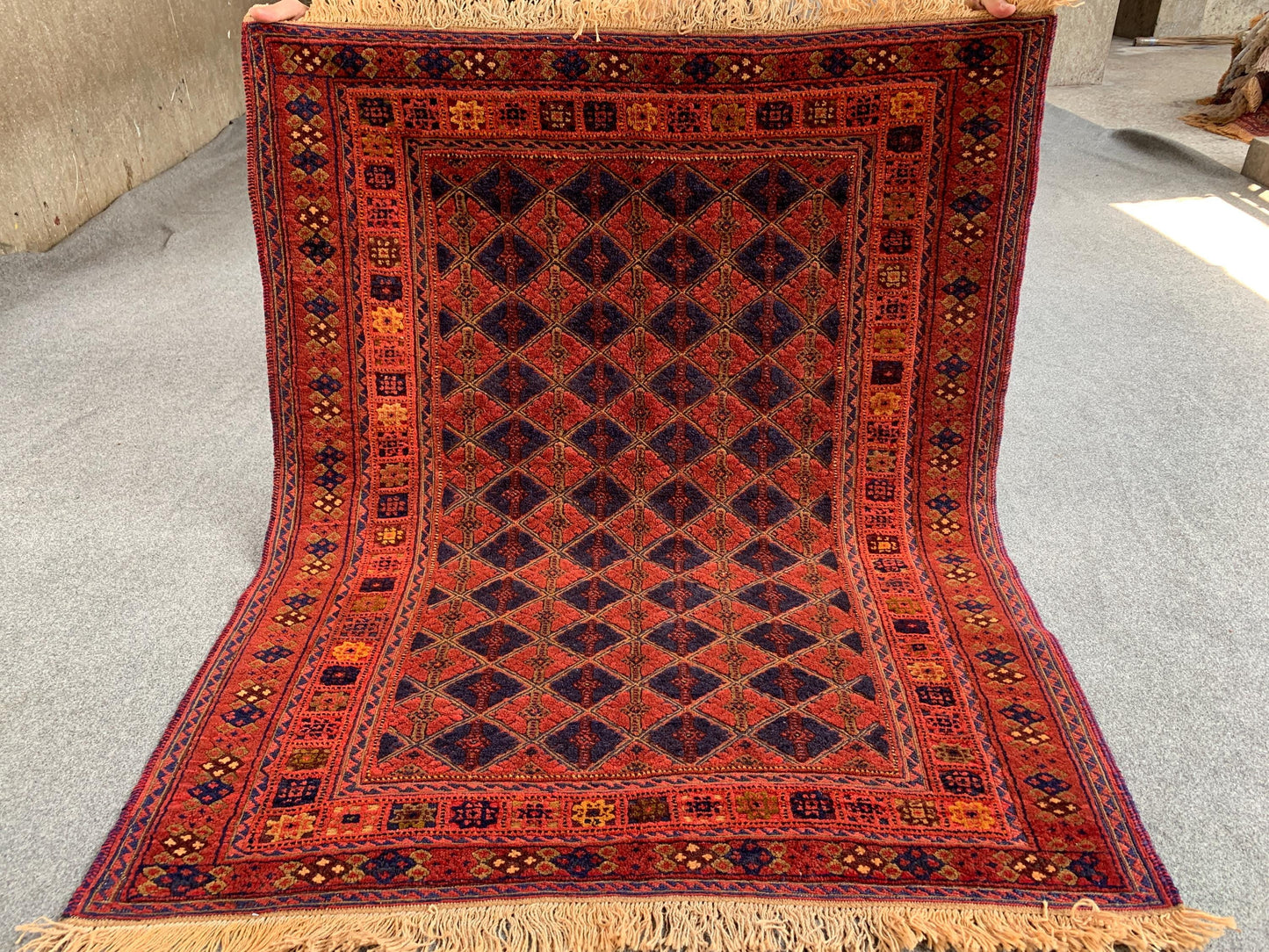 3x4 Ft Natural Hand Knotted kilim Rug, Afghan kilim Rug, Oriental Wool kilim Rug, Red Navy Blue kilim Rug, Home Decor Rug, Bedroom Rug etc.