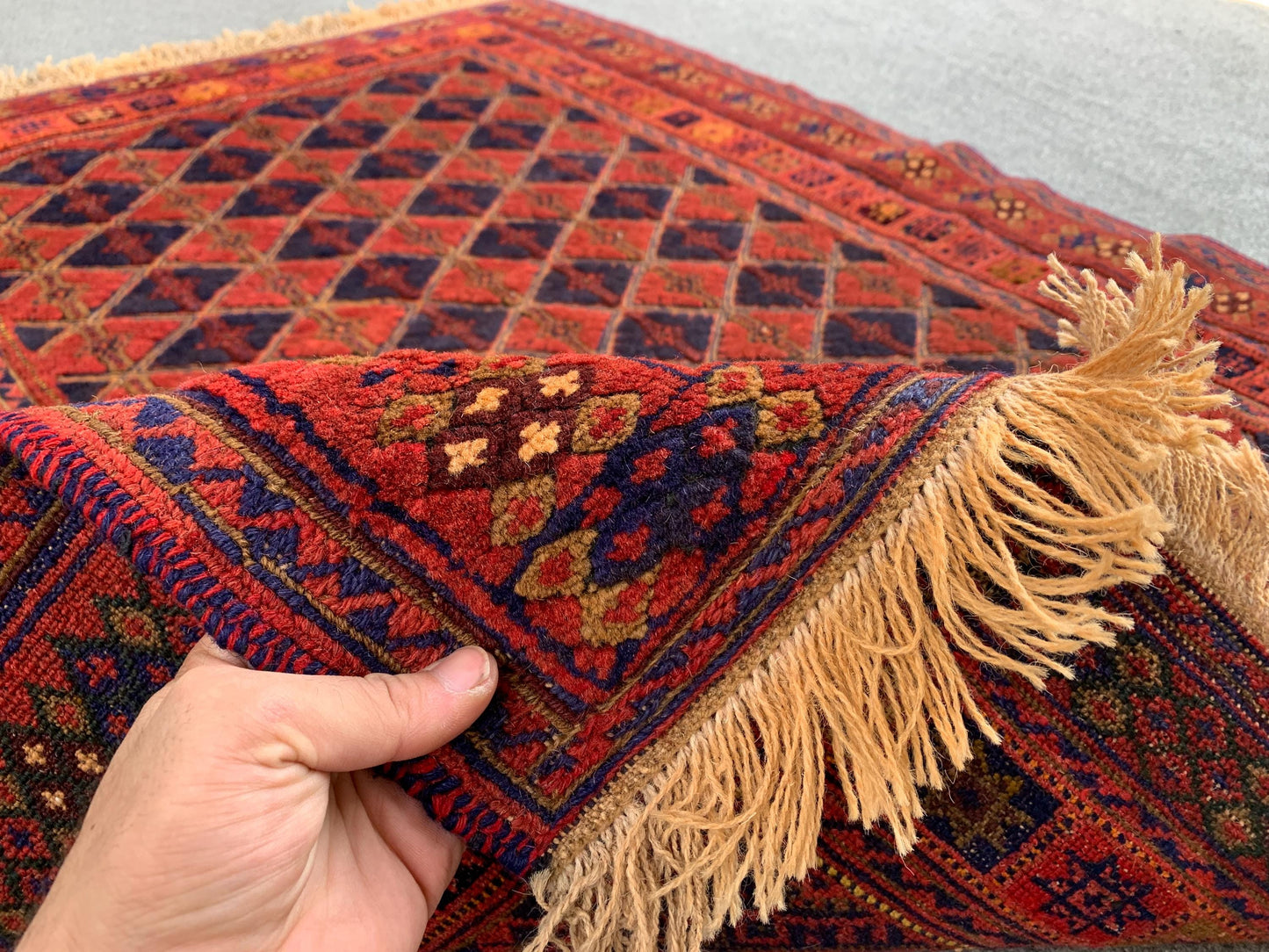 3x4 Ft Natural Hand Knotted kilim Rug, Afghan kilim Rug, Oriental Wool kilim Rug, Red Navy Blue kilim Rug, Home Decor Rug, Bedroom Rug etc.