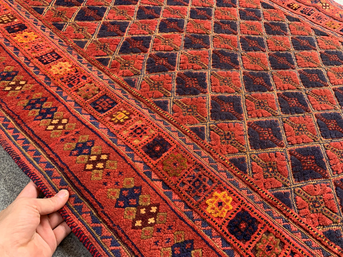 3x4 Ft Natural Hand Knotted kilim Rug, Afghan kilim Rug, Oriental Wool kilim Rug, Red Navy Blue kilim Rug, Home Decor Rug, Bedroom Rug etc.
