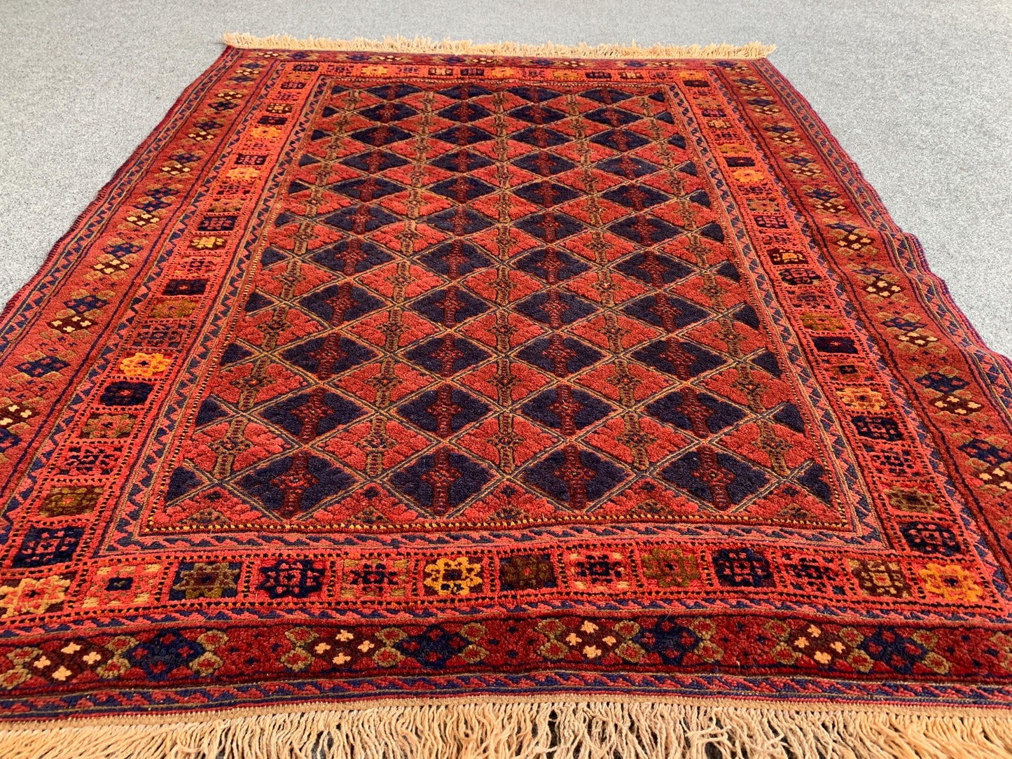 3x4 Ft Natural Hand Knotted kilim Rug, Afghan kilim Rug, Oriental Wool kilim Rug, Red Navy Blue kilim Rug, Home Decor Rug, Bedroom Rug etc.