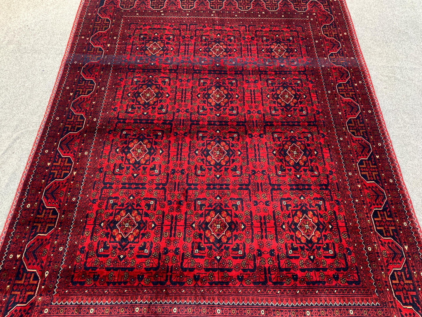 Vintage Bukhara Beljik Rug 5x6 Hand Knotted Wool Rug, High Quality Afghan Rug, Oriental Rug, Good Pile Rug, Best for Bedroom Living Room Rug