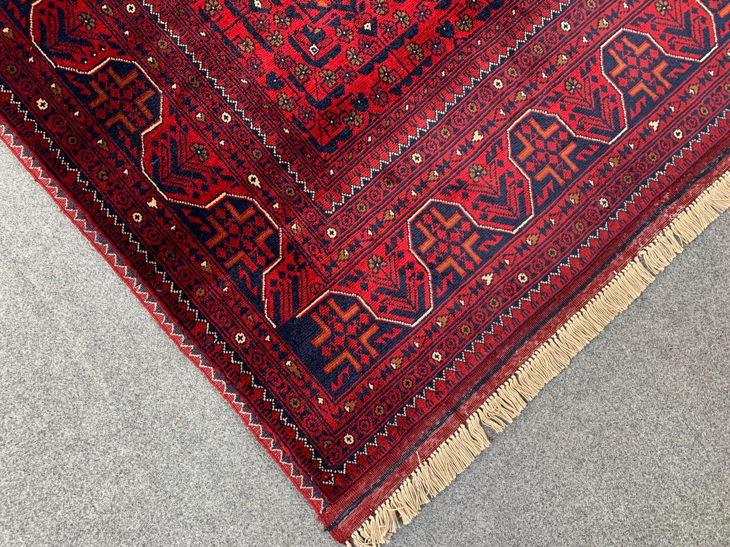 Vintage Bukhara Beljik Rug 5x6 Hand Knotted Wool Rug, High Quality Afghan Rug, Oriental Rug, Good Pile Rug, Best for Bedroom Living Room Rug