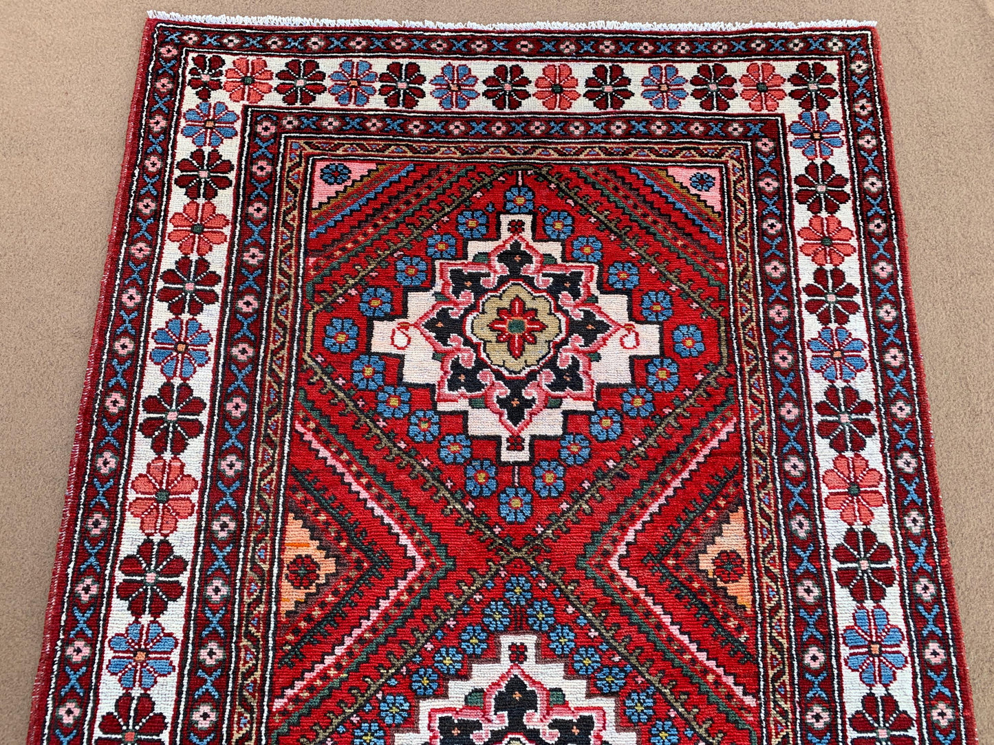 Amazing Afghan Runner Rug 4x10 Ft Hand Knotted Vintage Runner Rug, Geometric Oriental Rug, Turkmen Tribal Rug Hallway Runner Rug 110x310 Cm